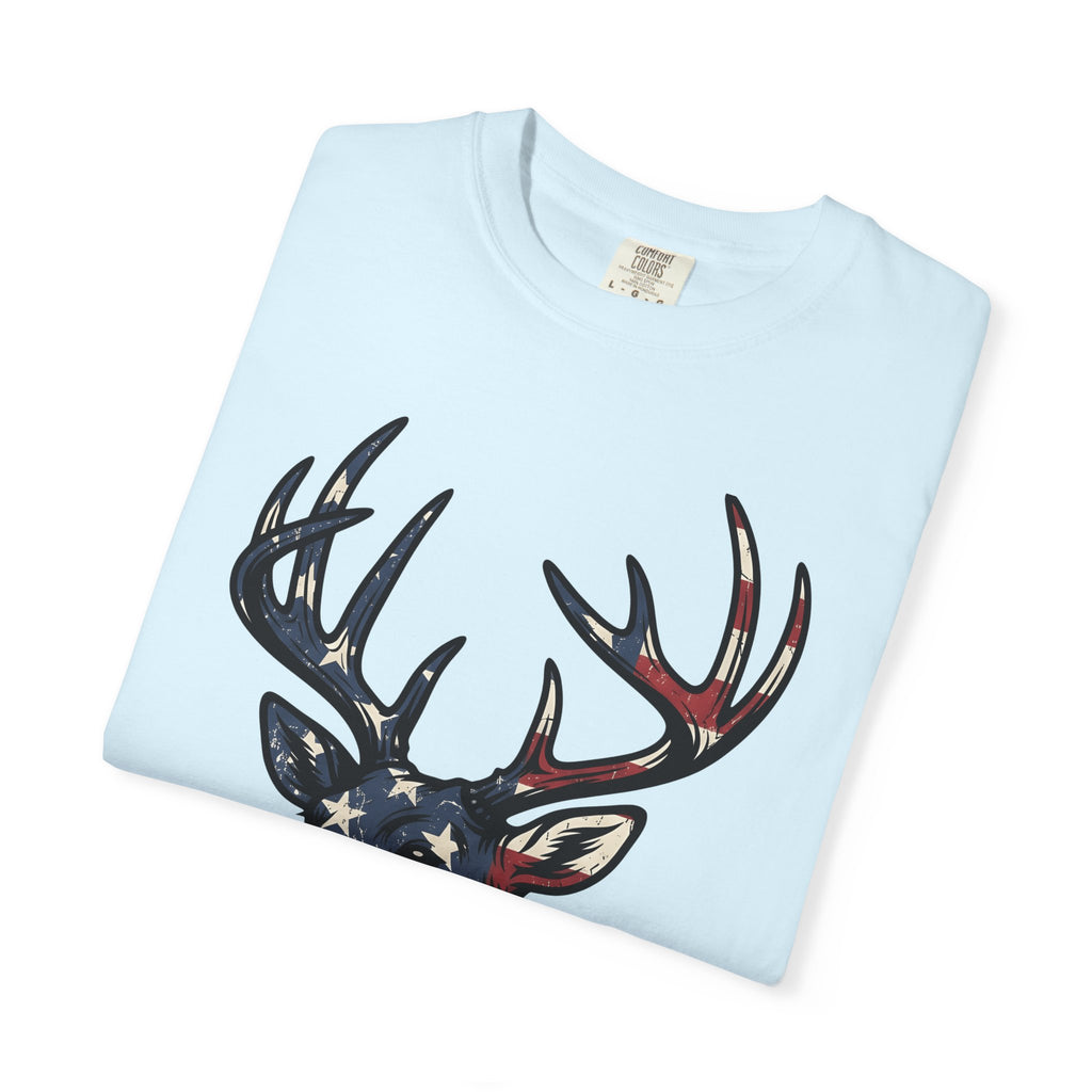 Deer Head Shirt America Outdoors Gift Women Patriotic Tee Buck T-Shirt American Enthusiast Star Spangled Tshirt Wilderness Graphic Vintage