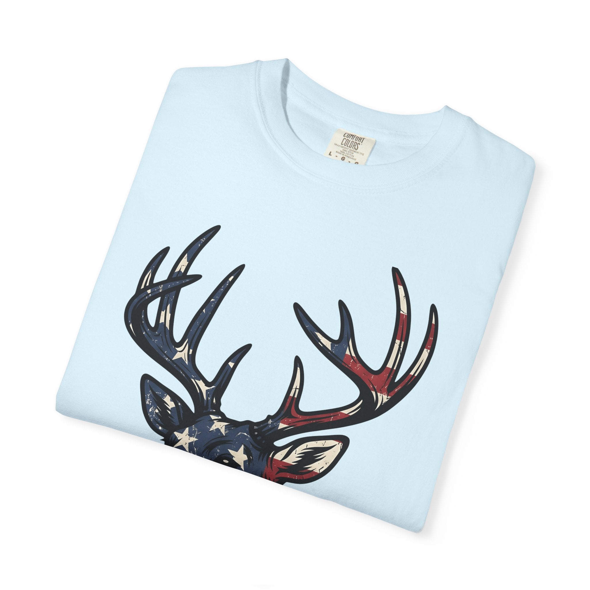 Deer Head Shirt America Outdoors Gift Women Patriotic Tee Buck T-Shirt American Enthusiast Star Spangled Tshirt Wilderness Graphic Vintage