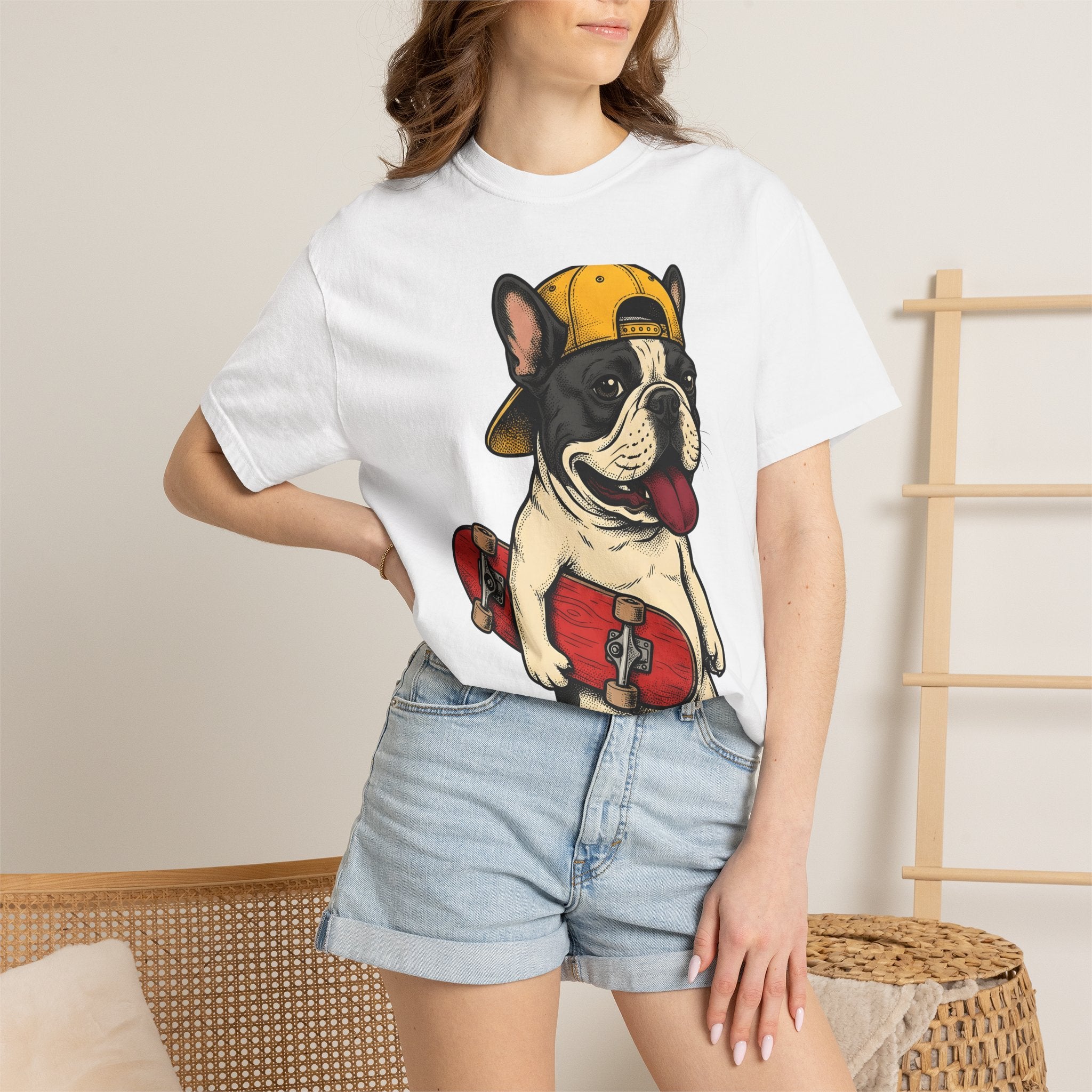 French Bulldog Shirt Dog Sports Gift Women Cartoon Tee Bulldog T-Shirt Dog Fan Toon Tshirt Action Graphic Vintage Skateboard Tshirt