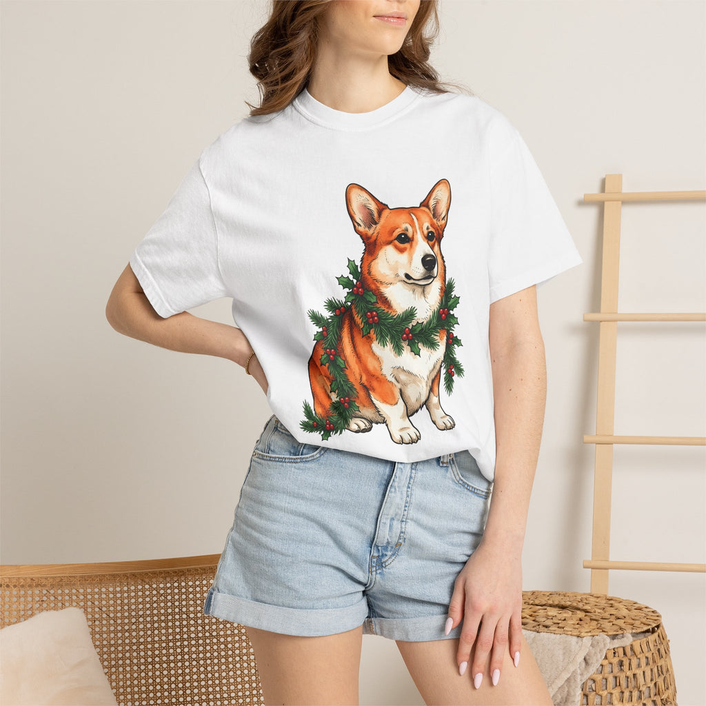 Corgi Shirt Christmas Puppy Gift Women Illustration Tee Pembroke Welsh Corgi T-Shirt Xmas Fan Holiday Tshirt Dog Graphic Doodle Christmas
