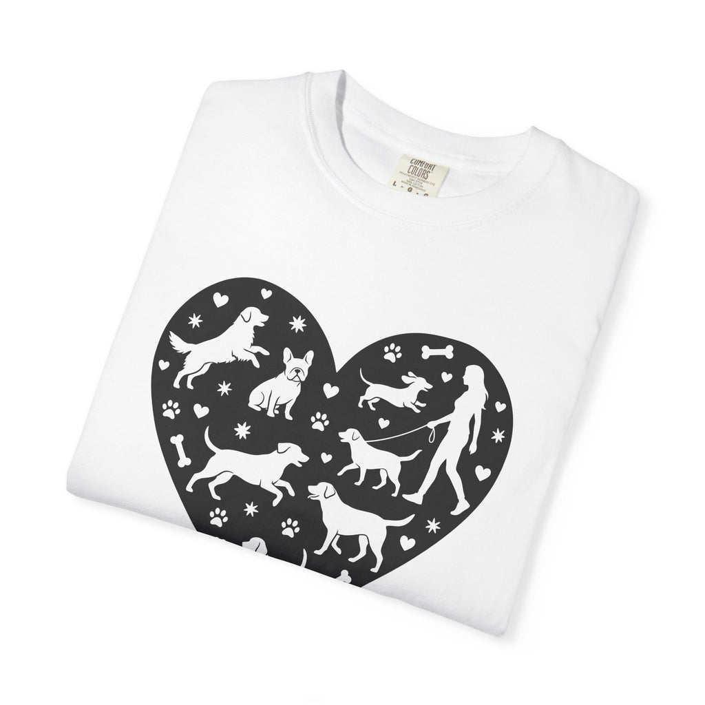 Dog Heart Shirt Dog Mom Pet Gift Women Silhouette Tee Canine T-Shirt Dog Mom Fan Outline Tshirt Animal Graphic Minimalist Paw Print Tshirt