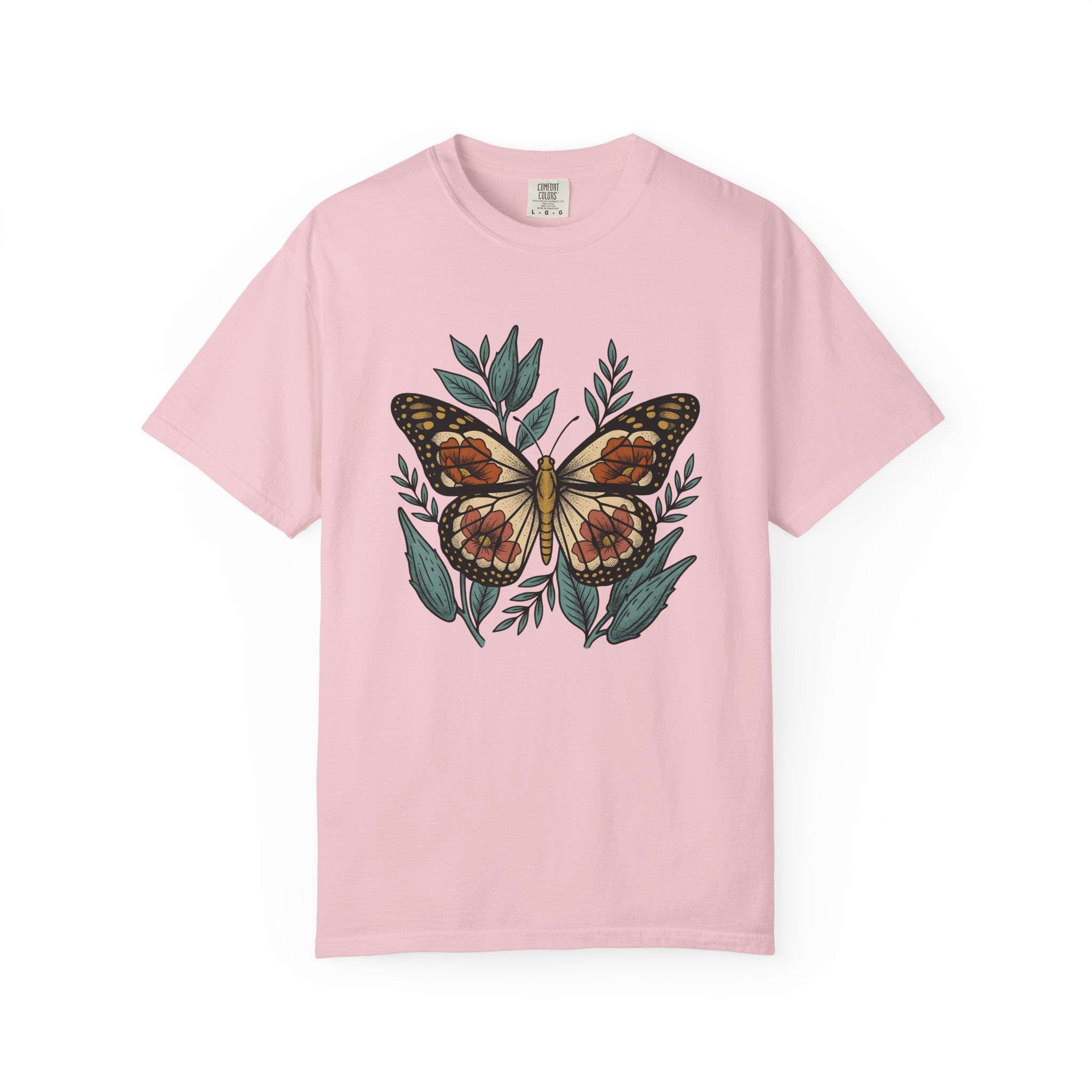 Butterfly Floral Shirt Easter Nature Gift Women Boho Tee Butterfly T-Shirt Spring Fan Floral Graphic Vintage Leaves Tshirt