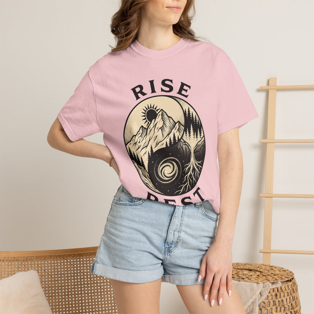 Mountain Yin Yang Shirt Sports Environment Gift Women Tribal Tee Yin Yang Symbol T-Shirt Athlete Fan Tribal Art Tshirt Eco Graphic