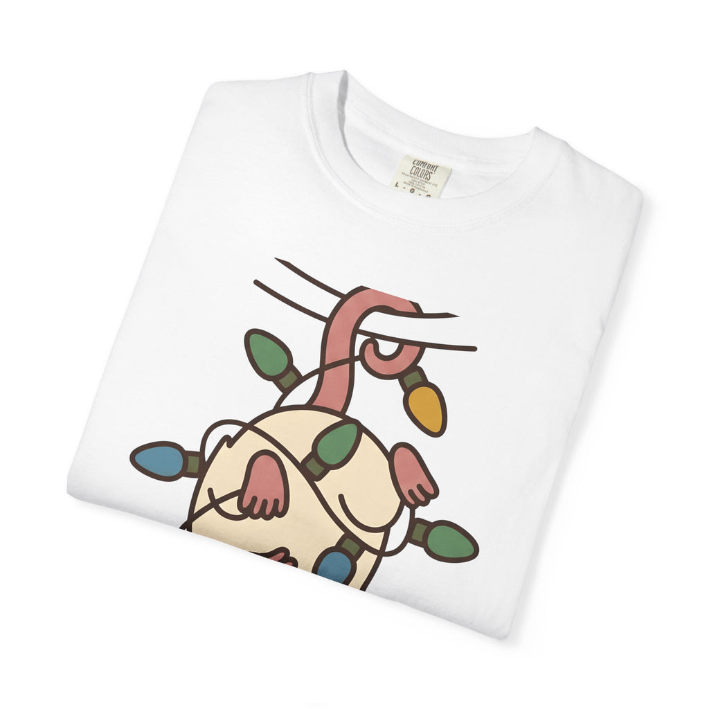 Opossum Santa Hat Shirt Christmas Pet Gift Women Comic Tee Possum T-Shirt Xmas Fan Cartoon Tshirt Animal Graphic Chibi Holiday Lights Tshirt