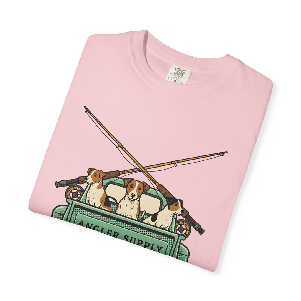 Canine Truck Shirt Dog Sporting Goods Gift Women Distressed Tee Dog Truck T-Shirt Dog Fan Vintage Tshirt Outdoor Graphic Cartoon Fishing