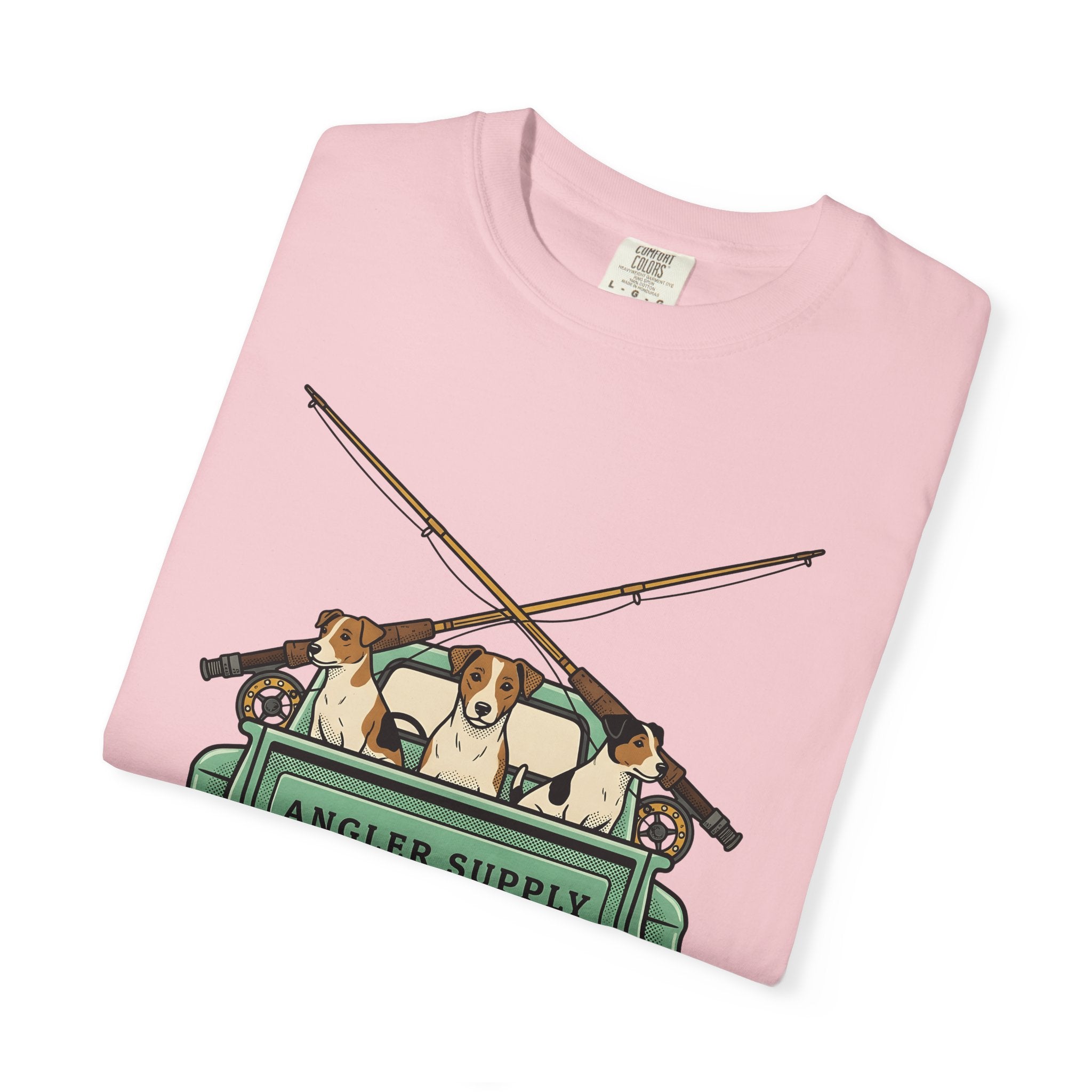 Canine Truck Shirt Dog Sporting Goods Gift Women Distressed Tee Dog Truck T-Shirt Dog Fan Vintage Tshirt Outdoor Graphic Cartoon Fishing