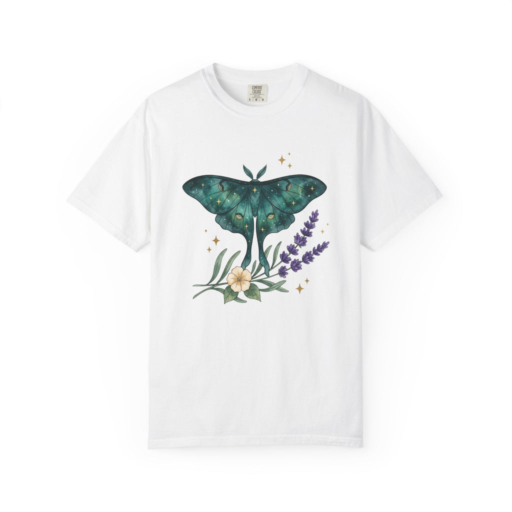Luna Moth Insect Shirt Boho Chic Environment Gift Women Starry Tee Moth T-Shirt Bohemian Fan Celestial Tshirt Eco Graphic Pigment Lavender