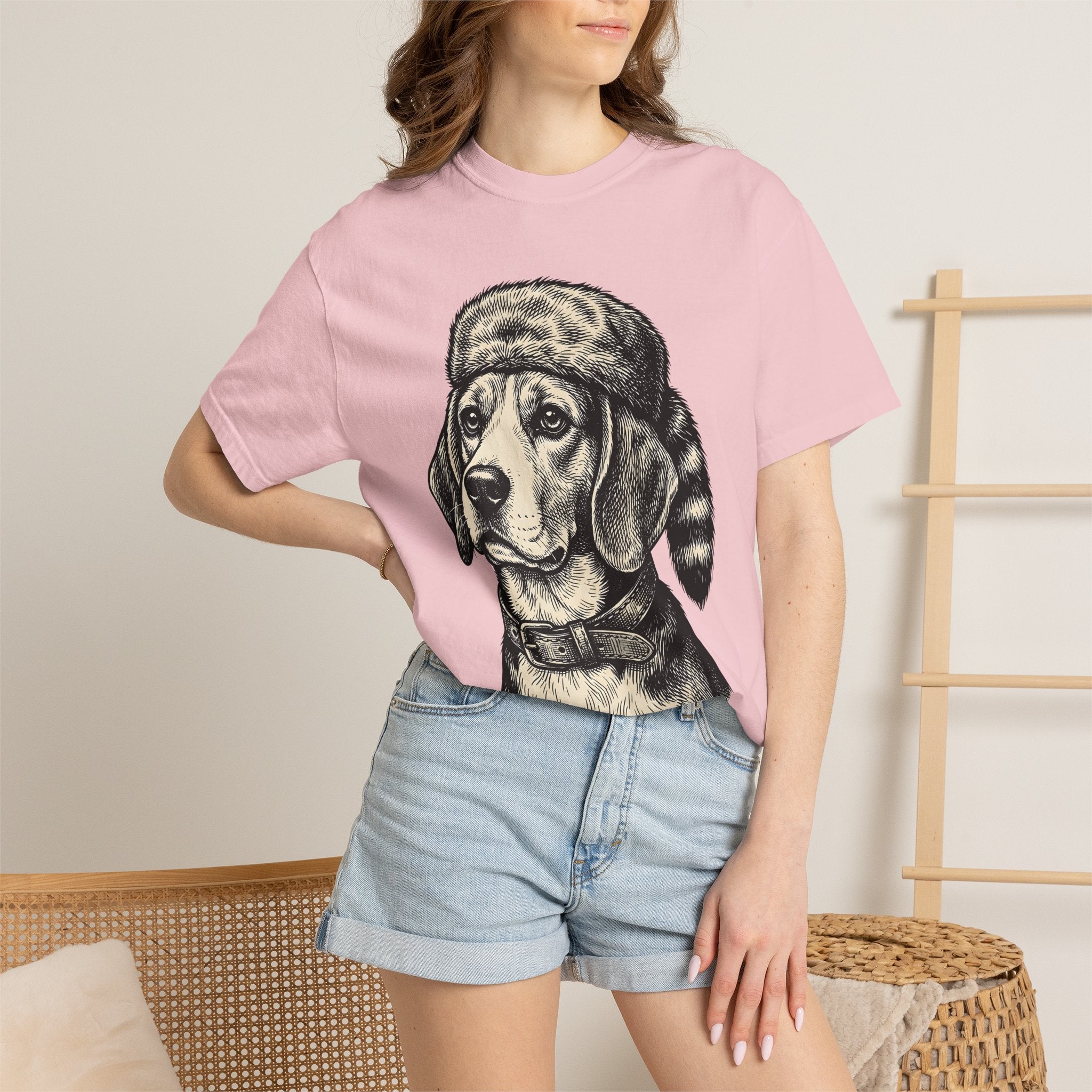 Beagle Pet Shirt Dog Wildlife Gift Women Line Art Tee Hound T-Shirt Dog Fan Illustration Graphic Cartoon Furry Cap Tshirt
