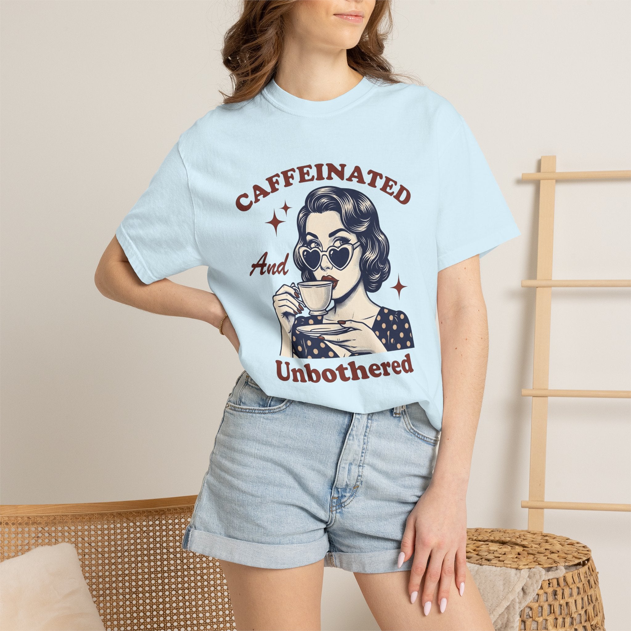 Old Woman Coffee Shirt Coffee Funny Gift Women Classic Tee Coffee T-Shirt Caffeine Fan Vintage Tshirt Humor Graphic Cartoon Heart Shaped