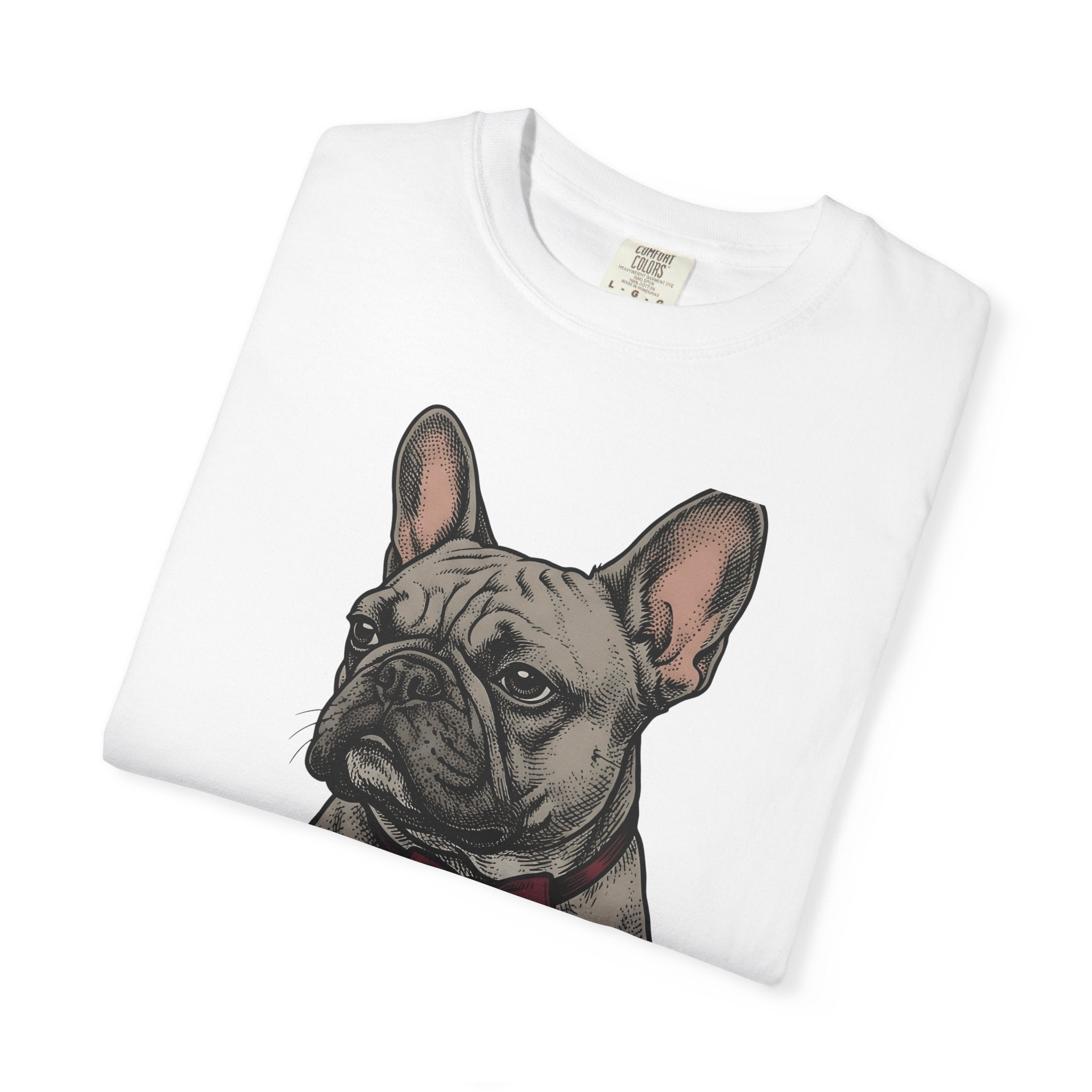 French Bulldog Shirt Dog Comedy Gift Women Hand Drawn Tee Bulldog T-Shirt Dog Fan Illustrated Graphic Tshirt Old School Bow Tie Tshirt