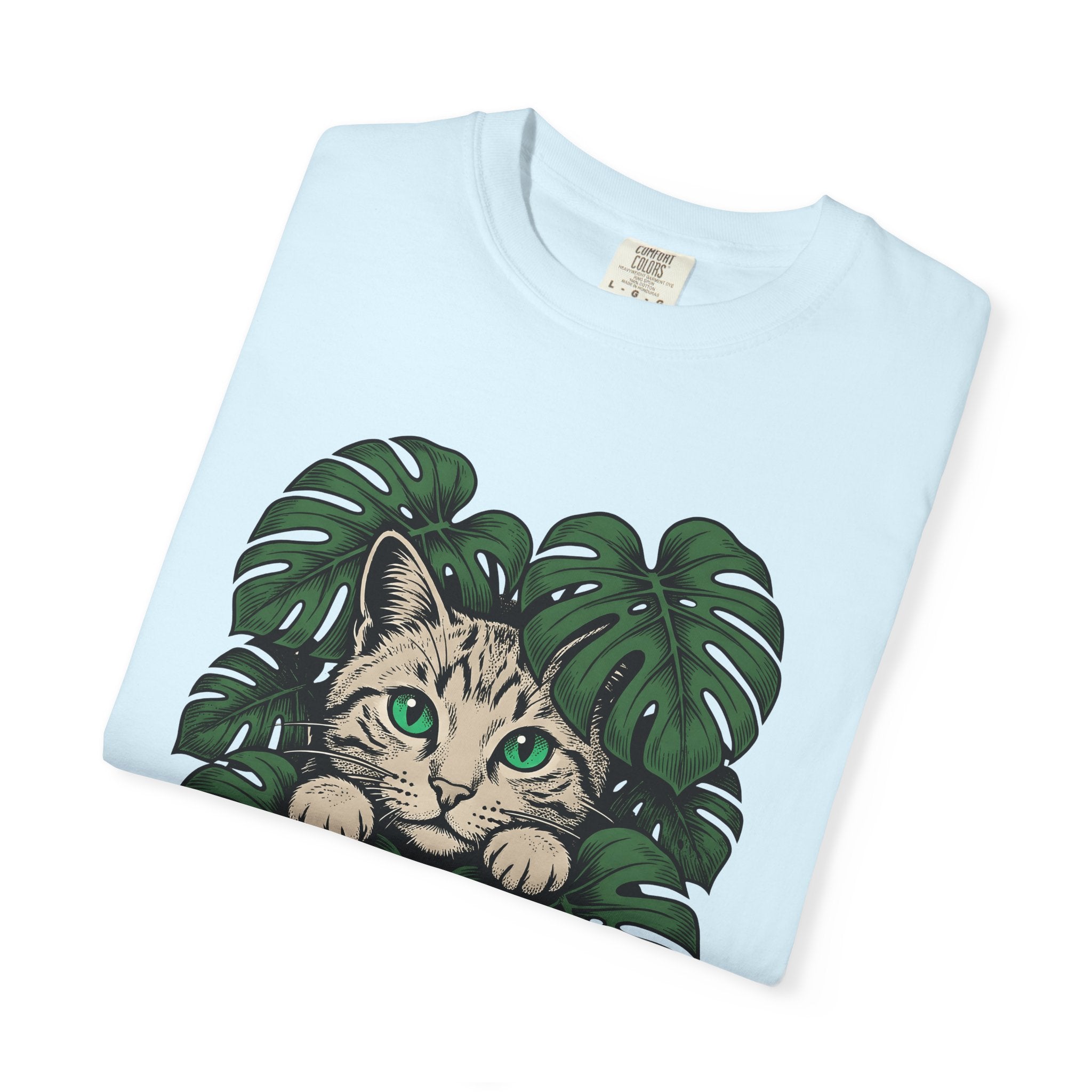 Tabby Cat Shirt Cat Nature Gift Women Botanical Tee Kitten T-Shirt Cat Fan Feline Tshirt Environmental Graphic Vintage Monstera Leaves