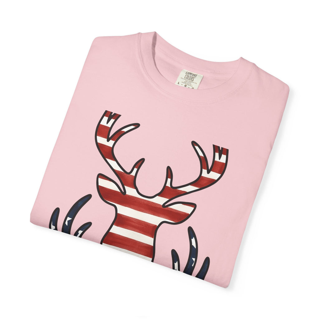 Buck Antlers Shirt 4th Of July Game Hunting Gift Women Retro Tee Deer Antlers T-Shirt Independence Day Enthusiast Vintage Tshirt Hunter
