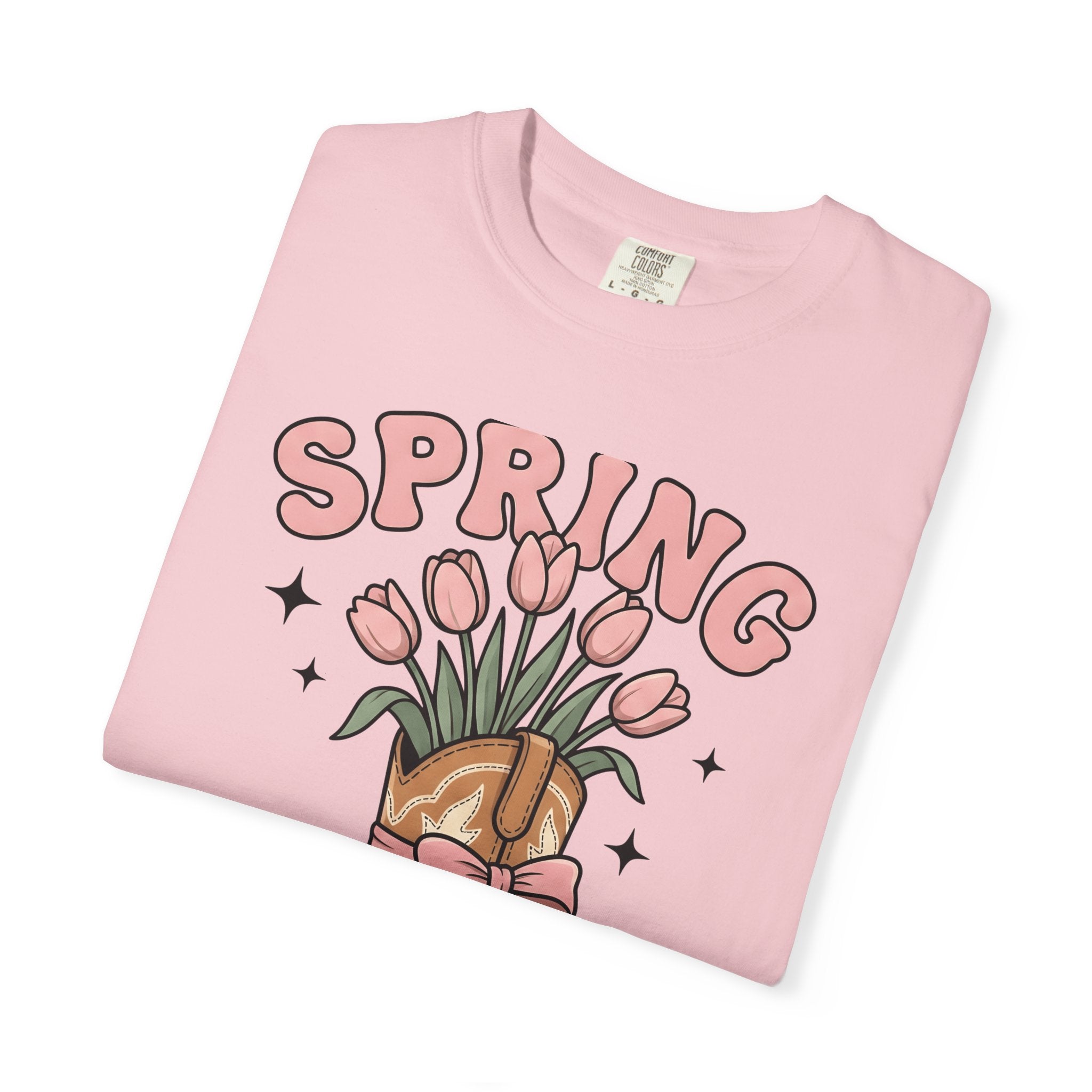 Cowboy Boot Bouquet Shirt Easter Garden Gift Women Sketch Tee Boot Arrangement T-Shirt Spring Fan Floral Drawing Tshirt Hand Drawn Decorated