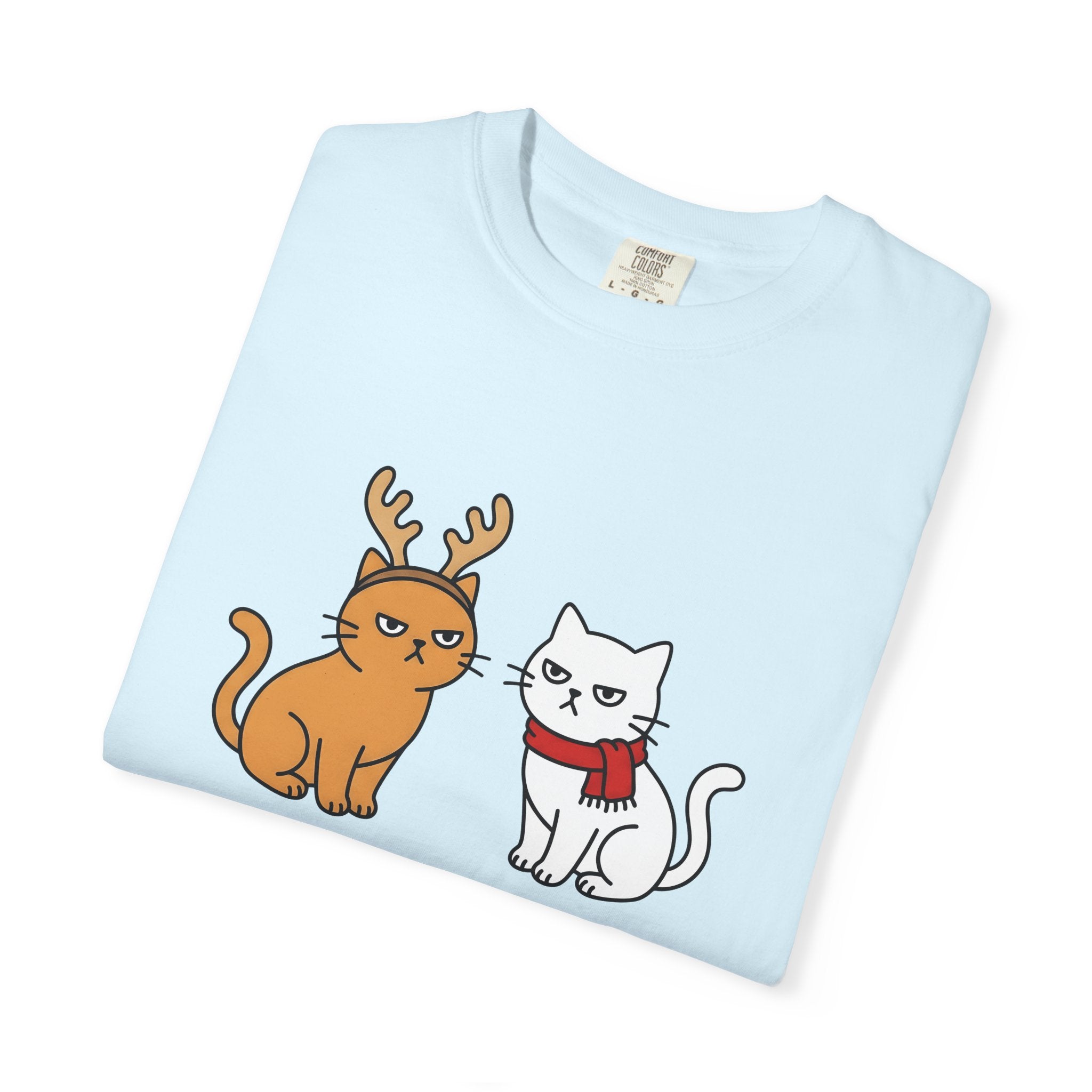 Cat Couple Shirt Christmas Animals Gift Women Comic Tee Kitty Couple T-Shirt Xmas Fan Feline Tshirt Cartoon Graphic Illustration Simple
