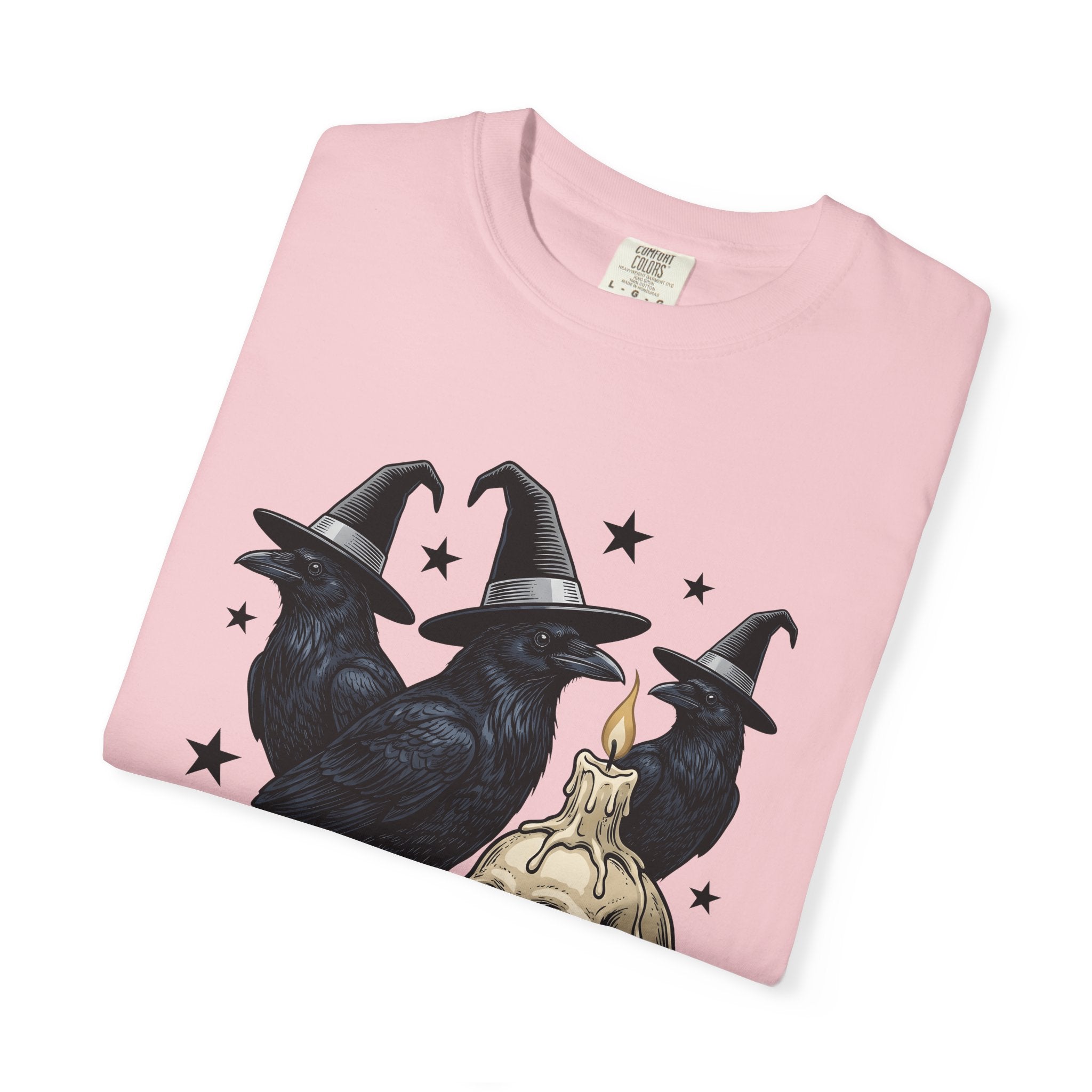 Crow Wizard Hat Shirt Boho Chic Fall Gift Women Spooky Tee Witch Hat T-Shirt Bohemian Fan Gothic Tshirt Autumn Graphic Retro Bones Tshirt