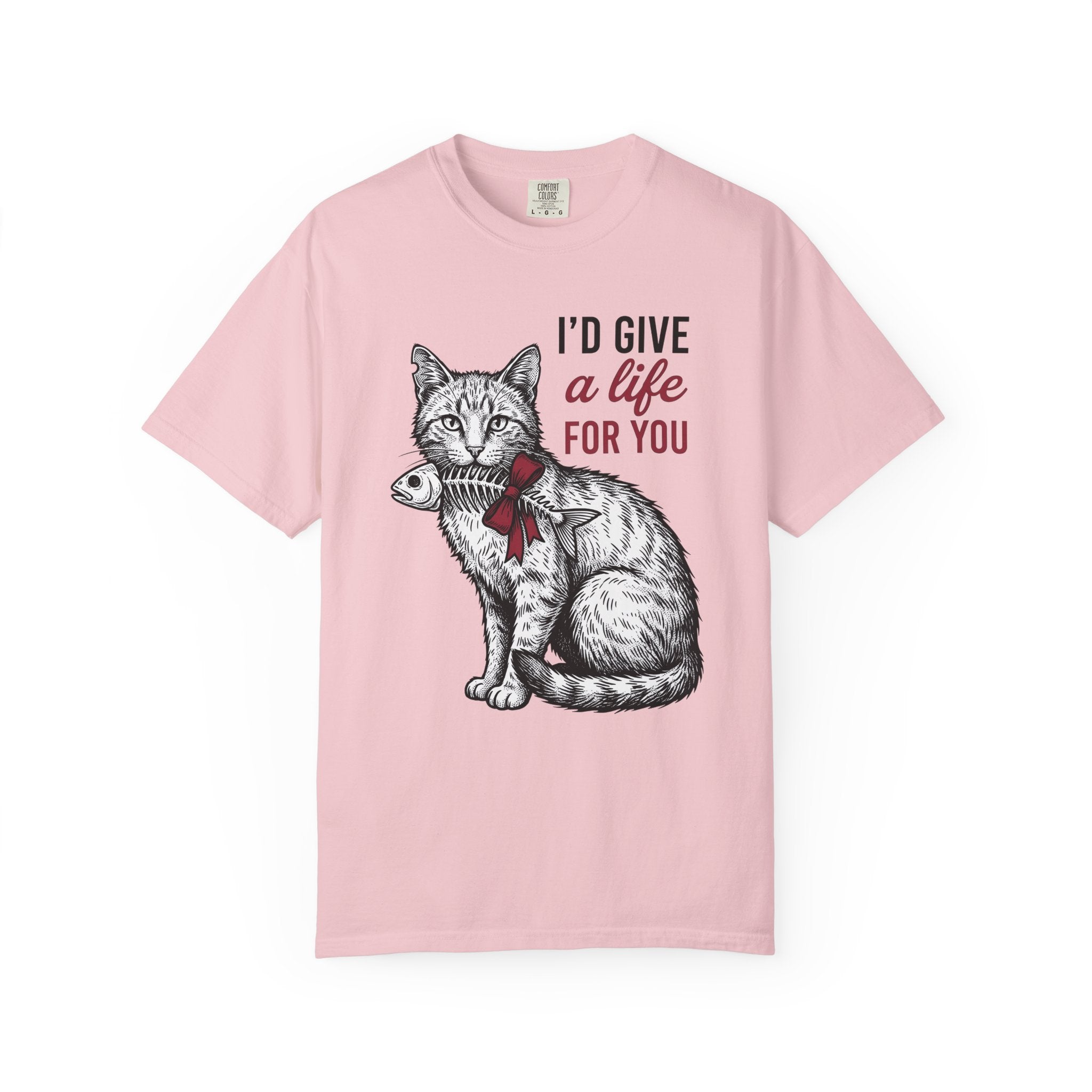 Cat Fishbone Shirt St. Valentine's Day Animal Gift Women Hand Drawn Tee Fish Skeleton T-Shirt Valentine Fan Illustrated Graphic Tshirt