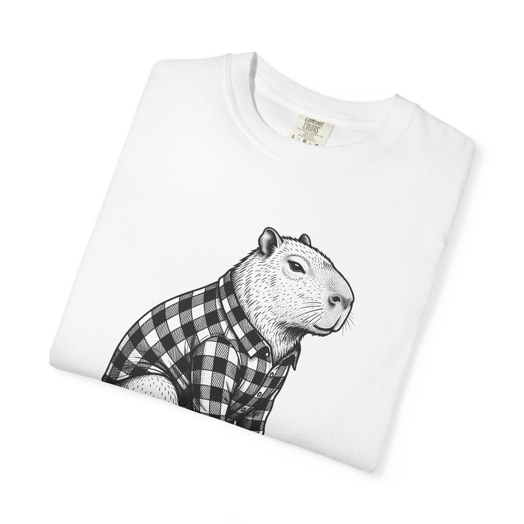 Capybara Skateboard Shirt Animals Comedy Gift Women Doodle Tee Rodent T-Shirt Wildlife Fan Cartoon Tshirt Humor Graphic Classic Plaid