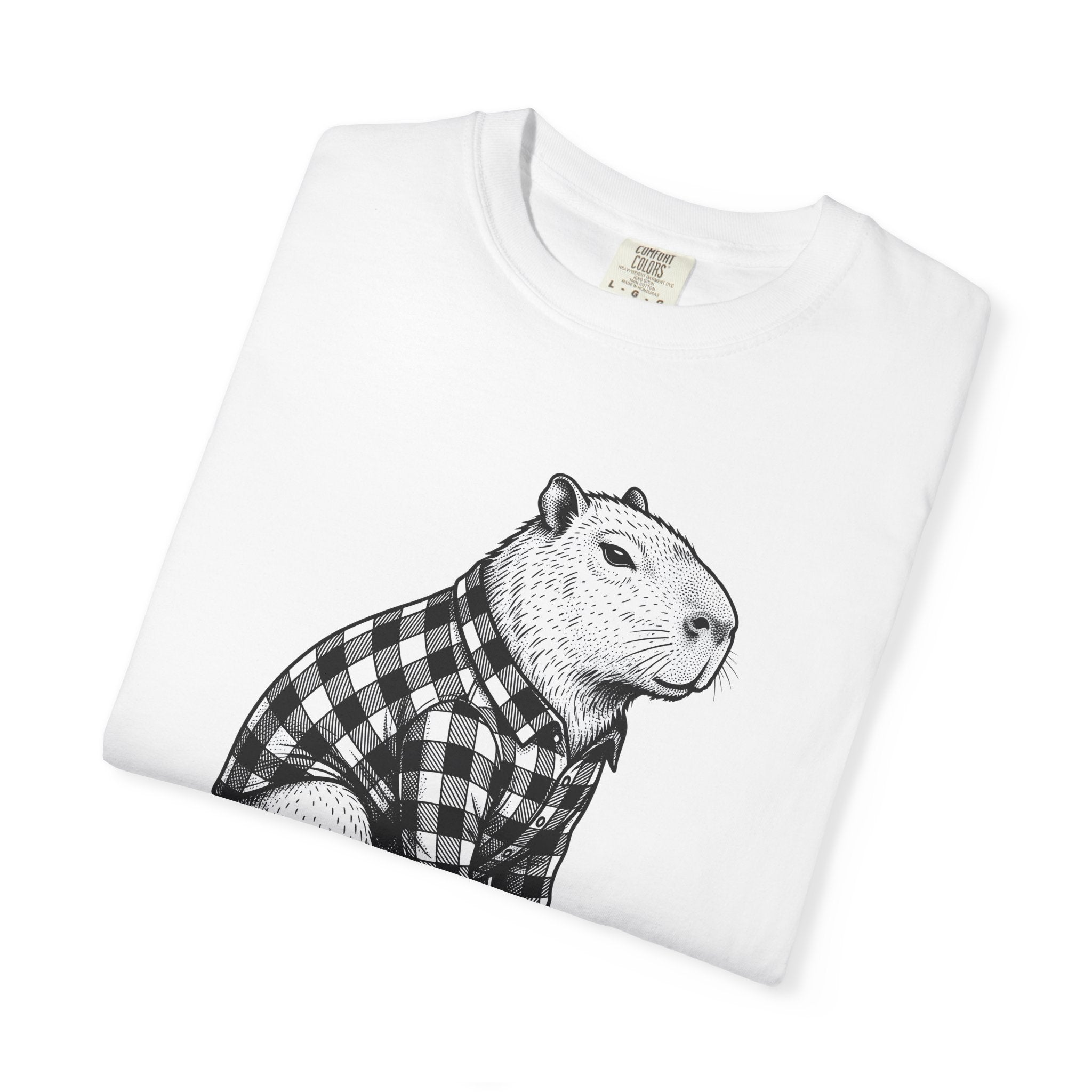 Capybara Skateboard Shirt Animals Comedy Gift Women Doodle Tee Rodent T-Shirt Wildlife Fan Cartoon Tshirt Humor Graphic Classic Plaid