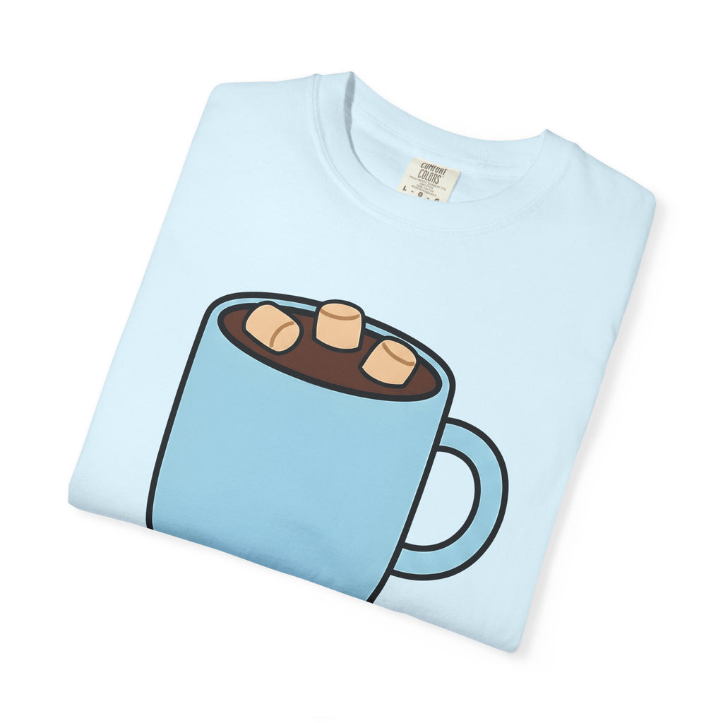 Warm Chocolate Mug Shirt Drinks Snug Gift Women Line Art Tee Hot Chocolate T-Shirt Beverage Fan Minimalist Tshirt Cozy Graphic Outline