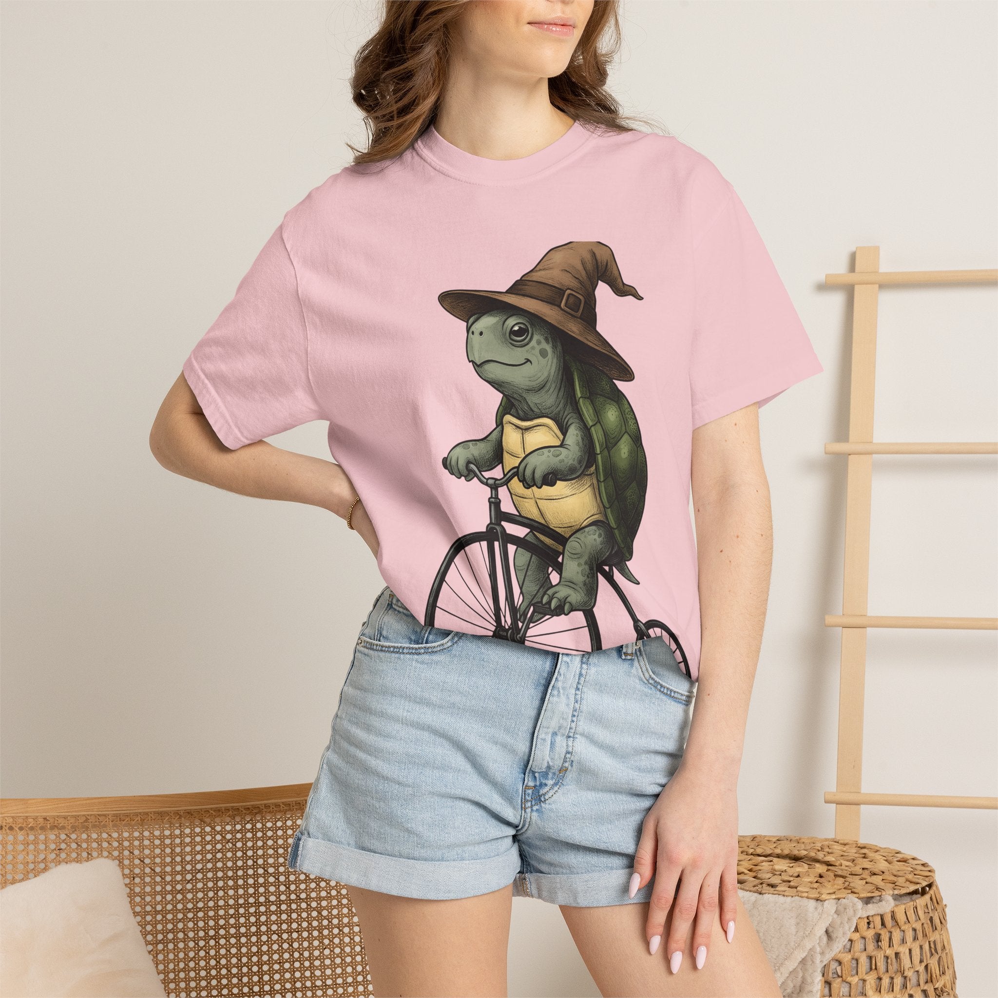 Turtle Bike Shirt Teacher Pets Gift Women Hand Drawn Tee Cycle T-Shirt Educator Enthusiast Illustrated Tshirt Animal Graphic Classic