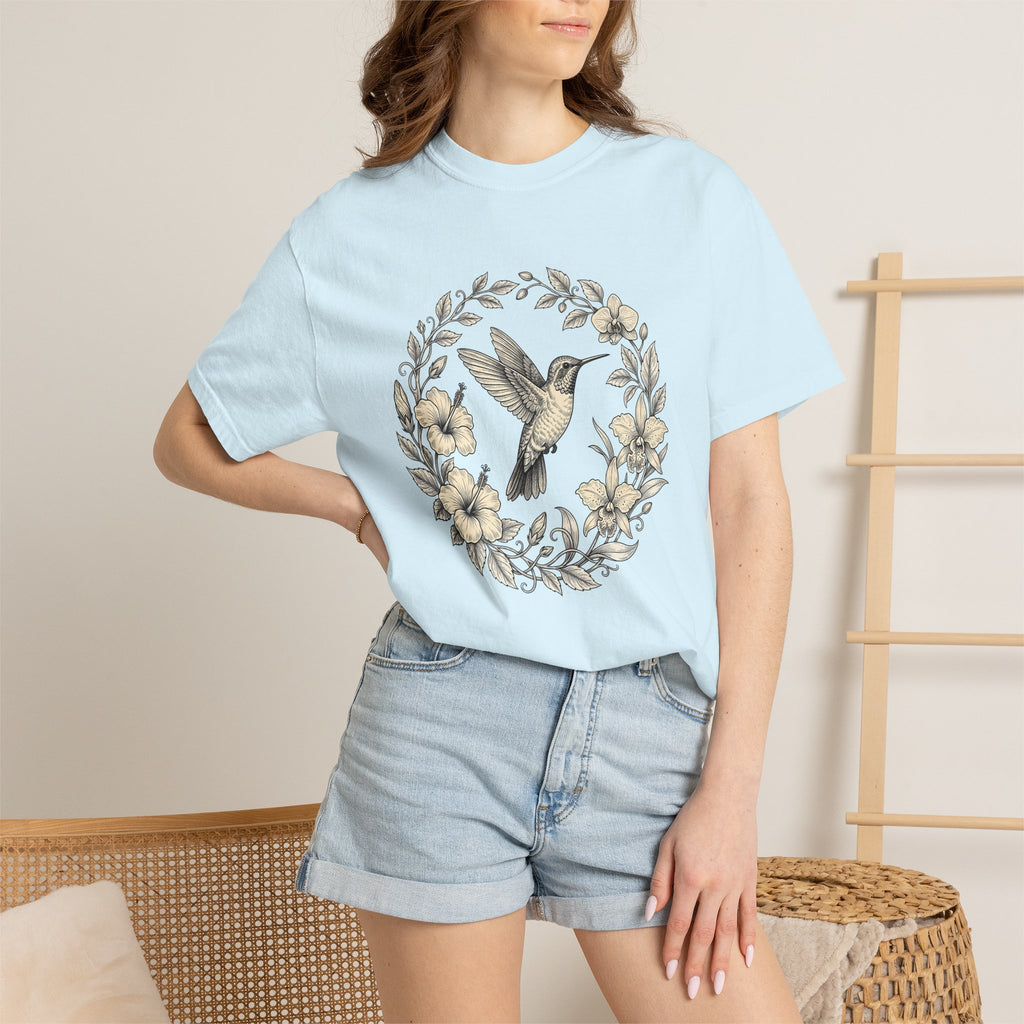 Hummingbird Ring Shirt Animals & Flowers Environment Gift Women Leafy Tee Jewelry T-Shirt Wildlife Fan Botanical Tshirt Eco Graphic Antique
