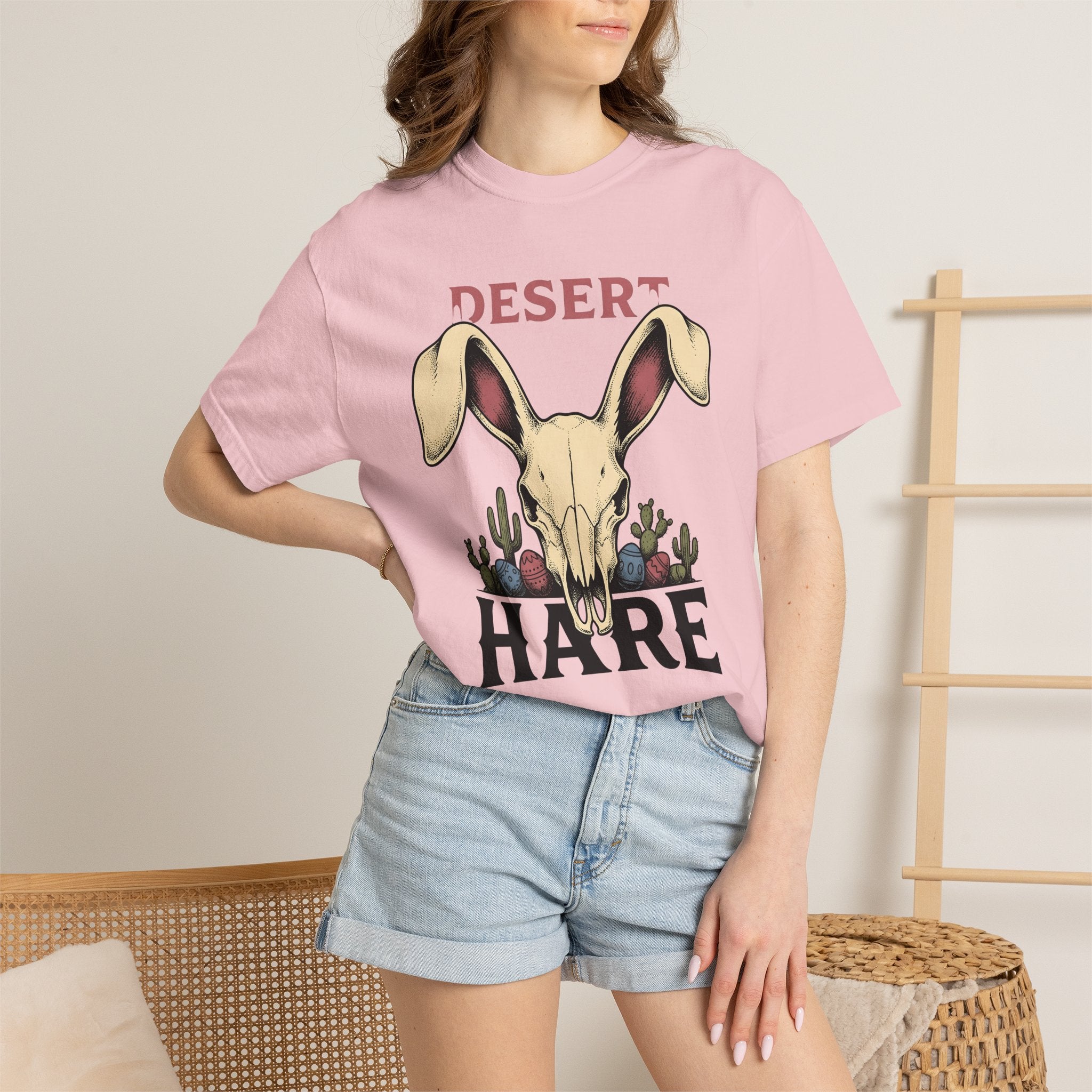 Rabbit Skull Shirt Easter Wild West Gift Women Illustrative Tee Bunny Skull T-Shirt Easter Fan Skull Tshirt Cowboy Graphic Old School Aloe
