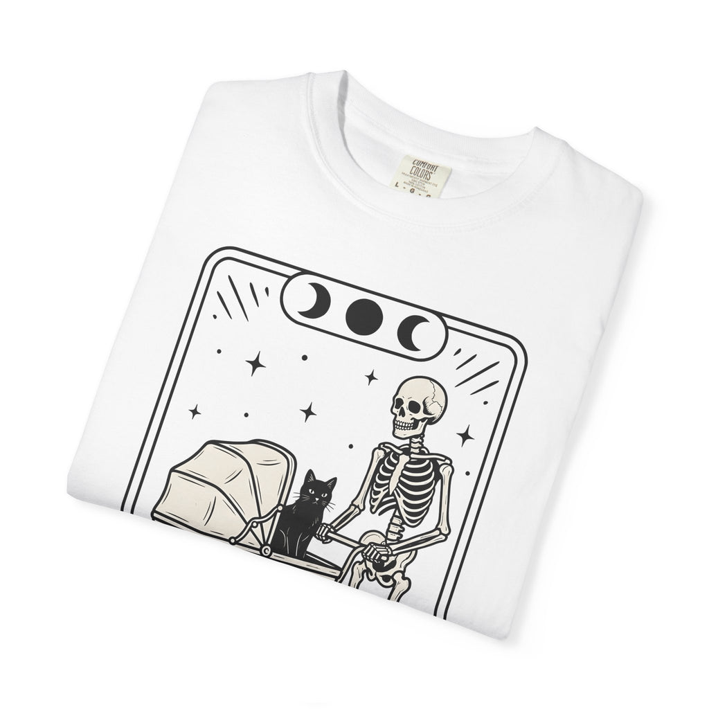 Skeleton Kitten Tarot Shirt Cat Gift Women Eerie Tee Occult T-Shirt Cat Fan Spiritual Tshirt Mystic Graphic Old School Rose Flower Tshirt