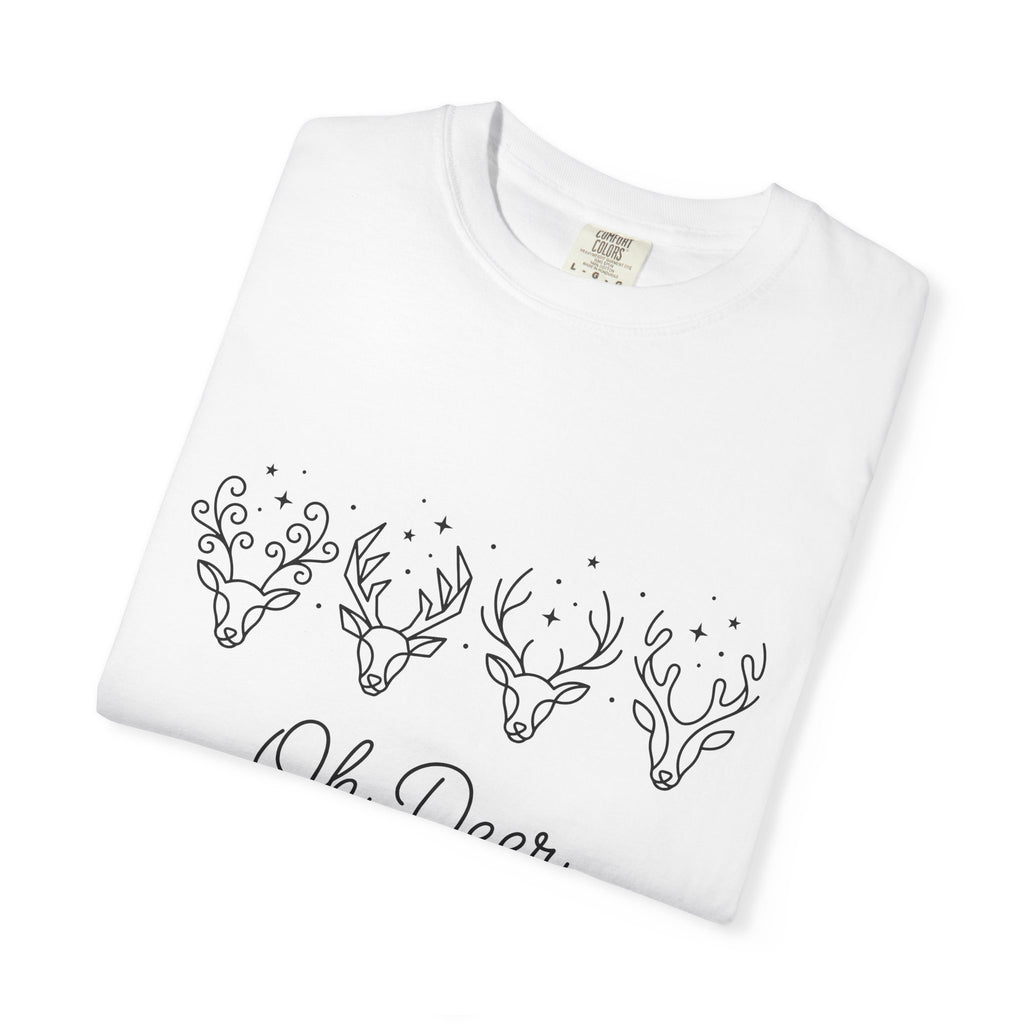 Elk Heads Shirt Christmas Fauna Gift Women Contemporary Tee Moose T-Shirt Xmas Fan Modern Tshirt Wildlife Graphic Contour Star Symbols