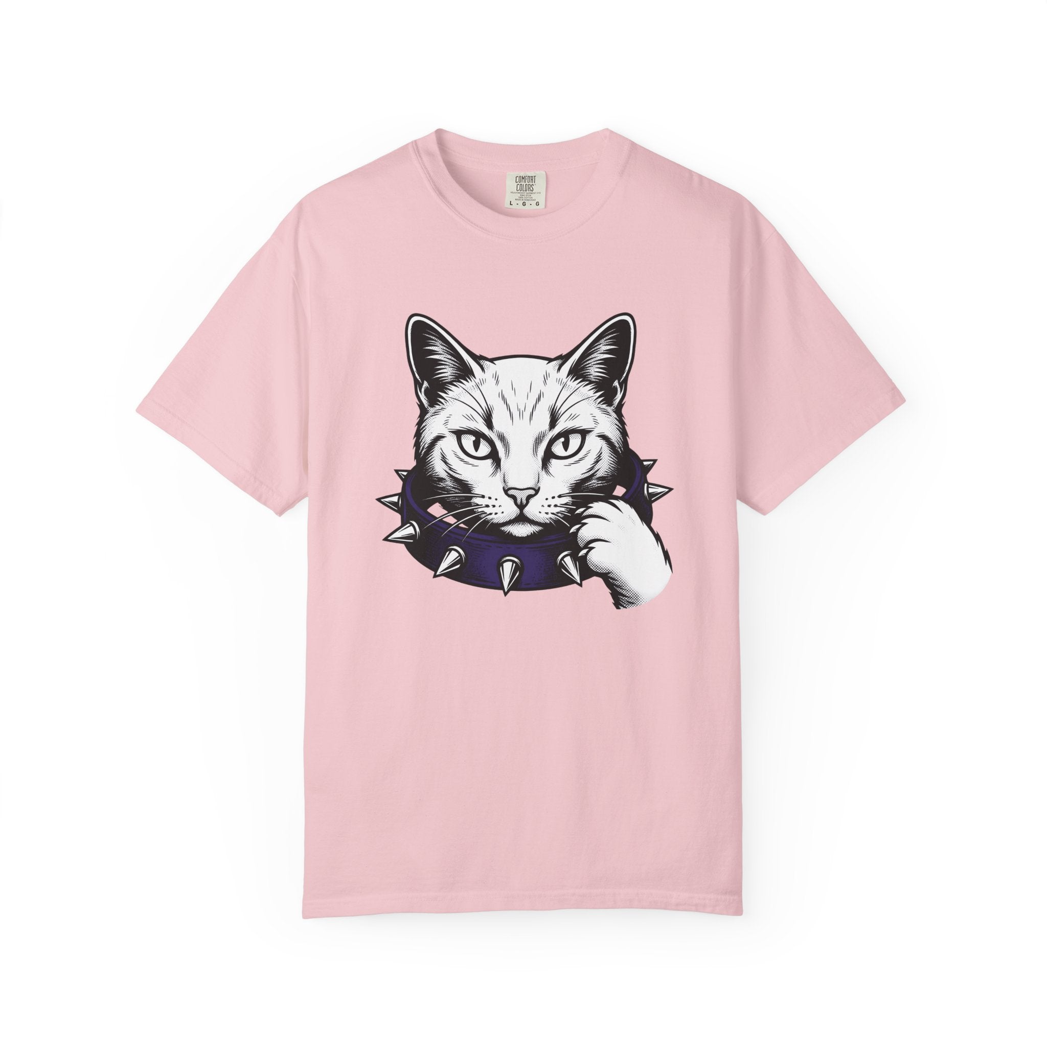 Cat Face Shirt Cat Alternative Gift Women Ink Tee Kitty T-Shirt Feline Fan Tattoo Tshirt Punk Graphic Classic Studded Collar Tshirt