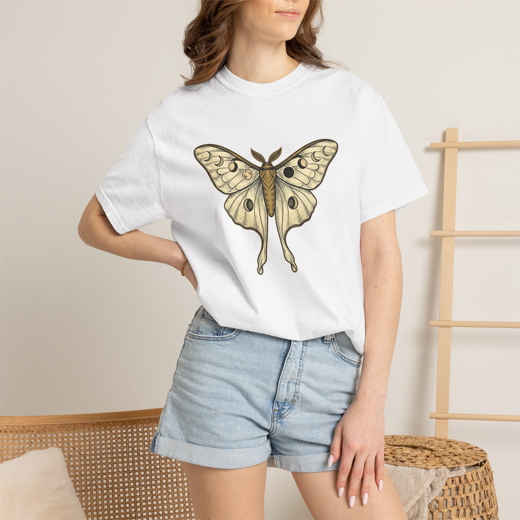 Luna Moth Shirt Boho Chic Astrology Gift Women Simple Tee Moth T-Shirt Hippie Fan Minimalist Tshirt Zodiac Graphic Retro Moon Phases Tshirt