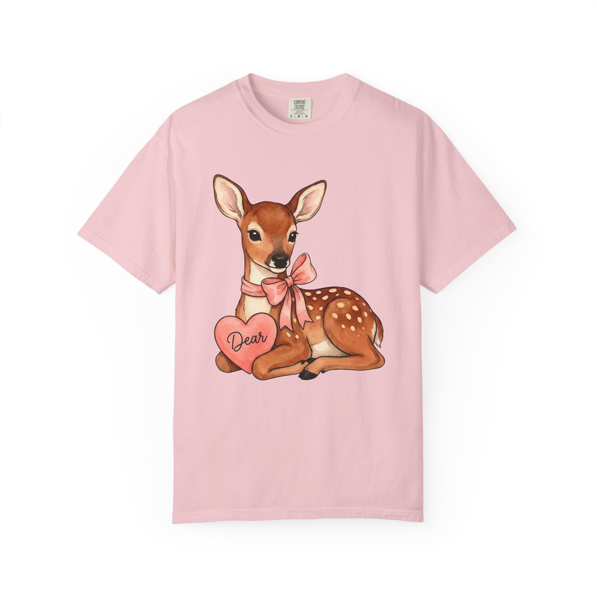 Baby Deer Shirt Animals Romantic Gift Women Watercolor Tee Fawn T-Shirt Wildlife Fan Watercolour Tshirt Lovely Graphic Hand Drawn Heart