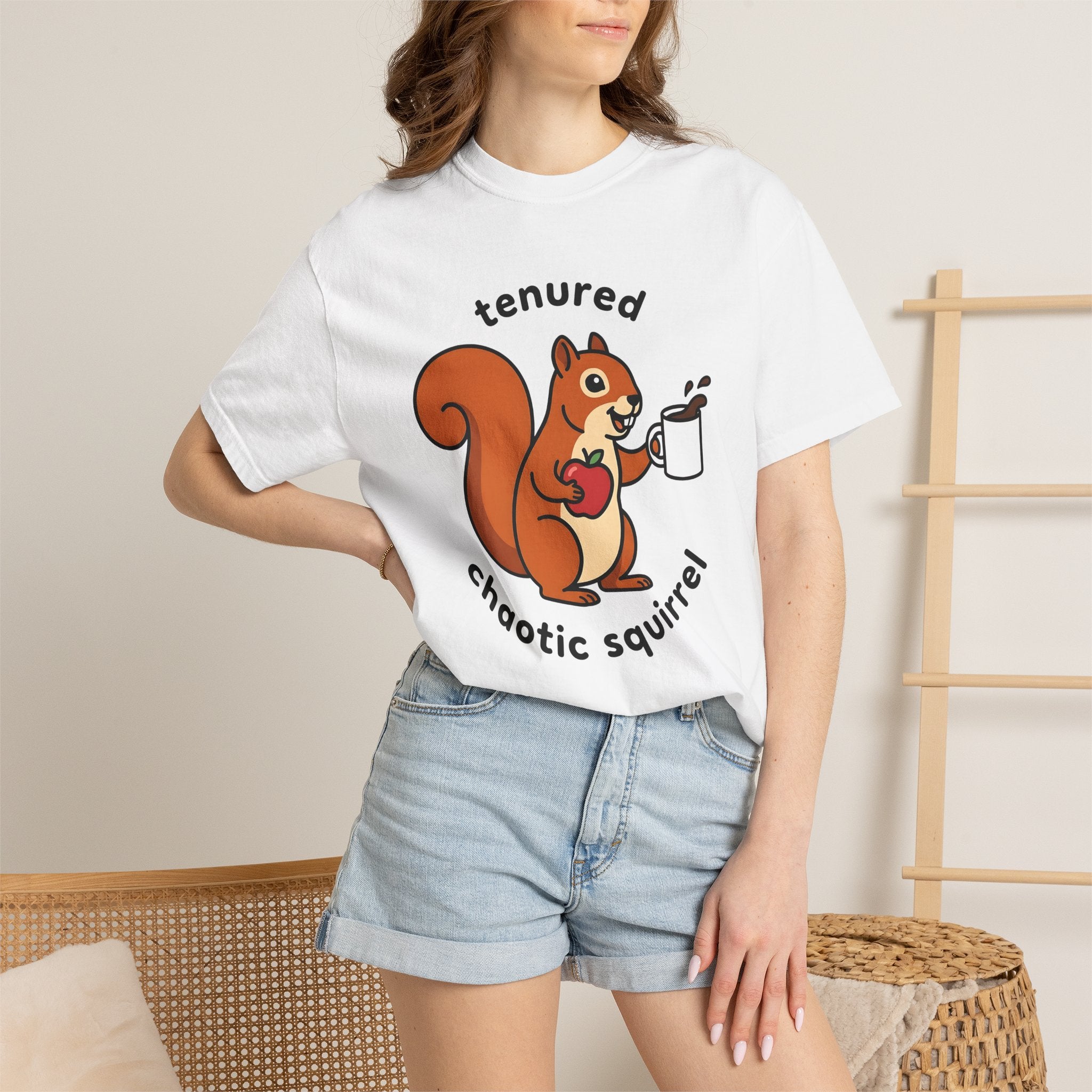 Squirrel Mocha Shirt Teachers Satire Gift Women Cartoonish Tee Coffee T-Shirt Educator Enthusiast Funny Tshirt Parody Graphic Vibrant Crisp