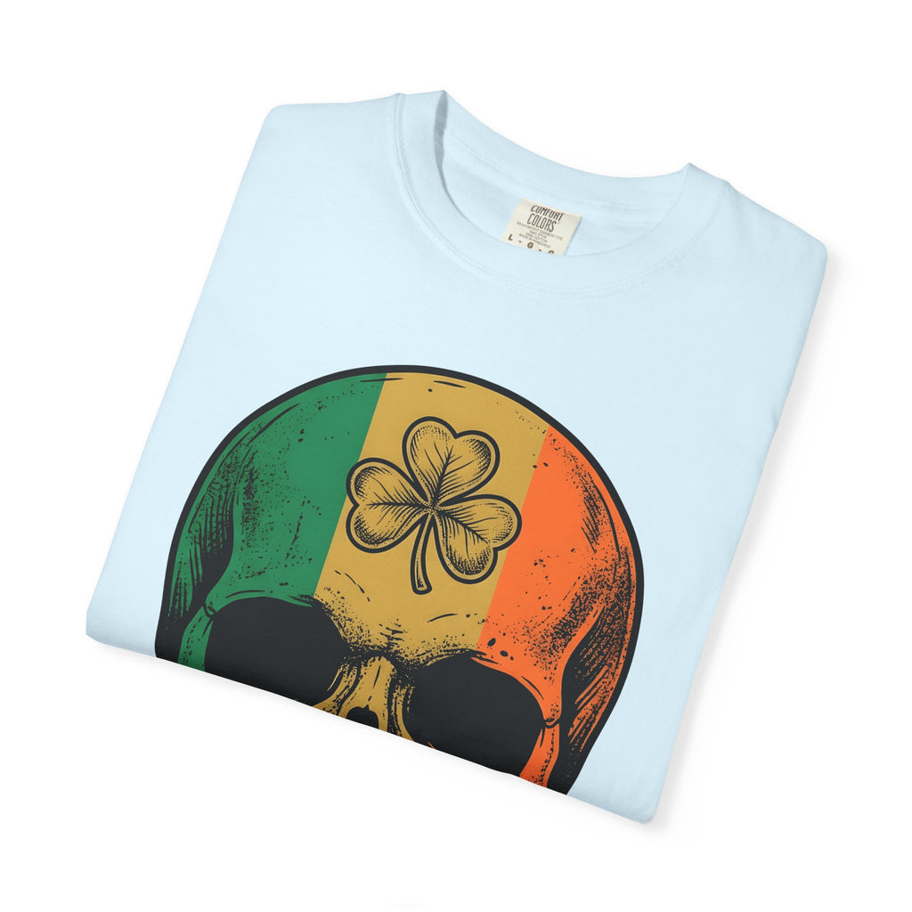 Skull Green Clover Shirt St Patrick's Day Emerald Gift Women Weathered Tee Sugar Skull T-Shirt Irish Fan Distressed Tshirt Emerald Graphic