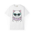 White Kitten Shirt Easter Pet Gift Women Sketch Tee Kitten T-Shirt Easter Fan Drawing Graphic Vintage Flower Scarf Tshirt