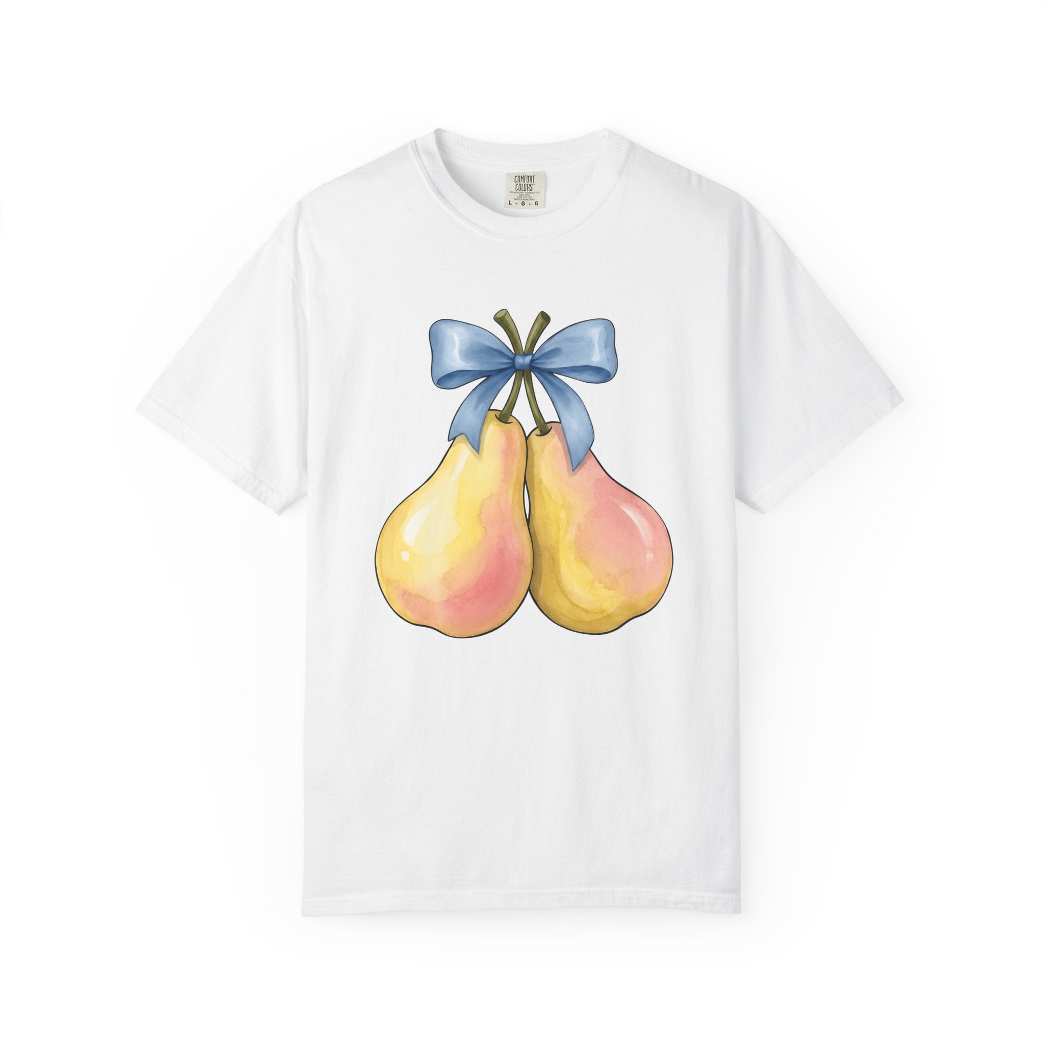 Pear Duo Shirt Valentines Day Partners Gift Women Gouache Tee Pears T-Shirt Valentine Fan Watercolor Tshirt Couples Graphic Playful Ribbon