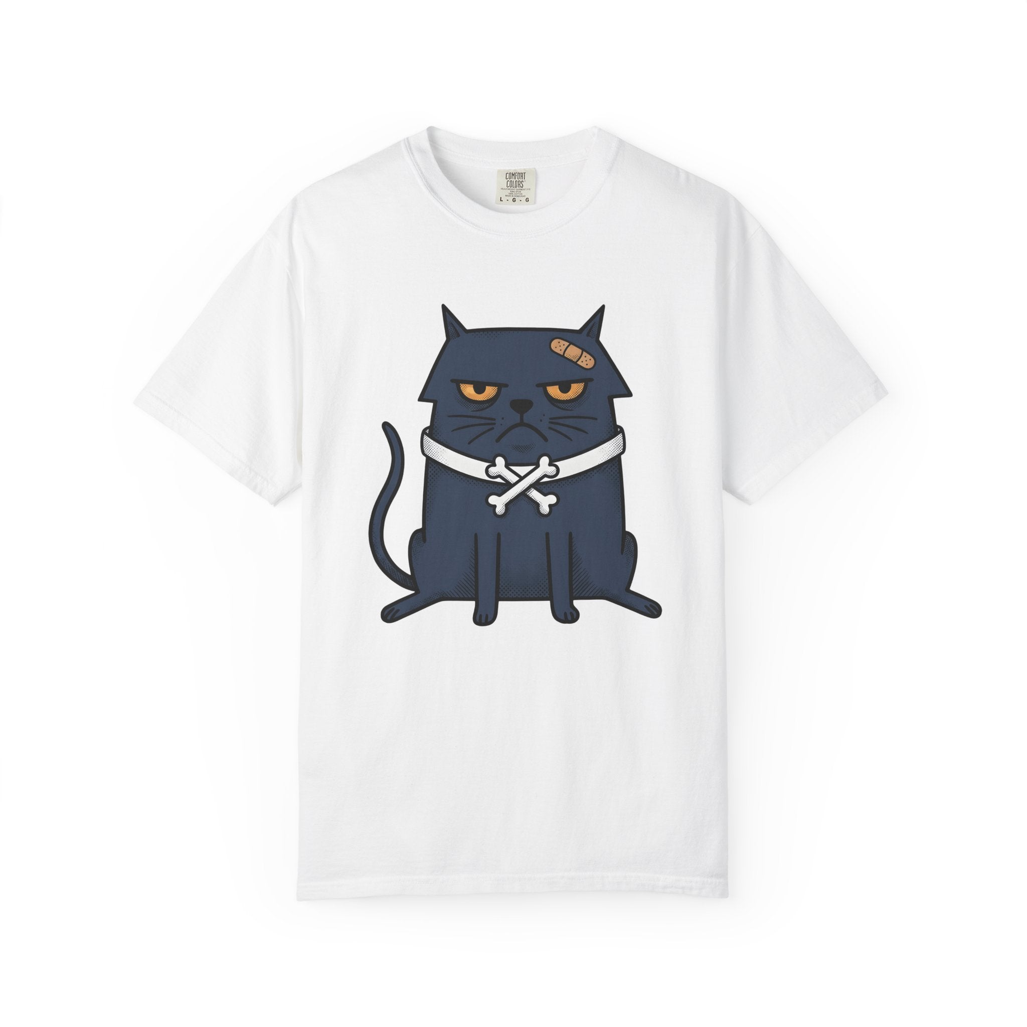 Angry Cat Shirt Cat Joke Gift Women Comic Tee Kitty T-Shirt Feline Fan Cartoon Tshirt Humor Graphic Vintage Plaster Tshirt
