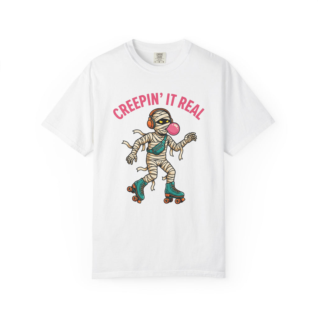 Wrapped Skater Shirt Halloween Joke Gift Women Comic Tee Skater T-Shirt Horror Fan Comic Book Tshirt Pun Graphic Vintage Earbuds Tshirt
