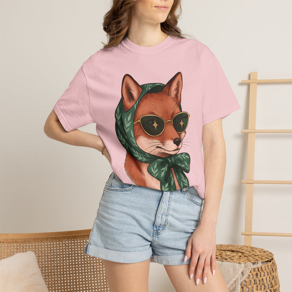 Fox Sun Glasses Shirt Animals Outfit Gift Women Cartoon Tee Fox T-Shirt Wildlife Fan Foxglasses Tshirt Fashion Graphic Illustrative Wrap