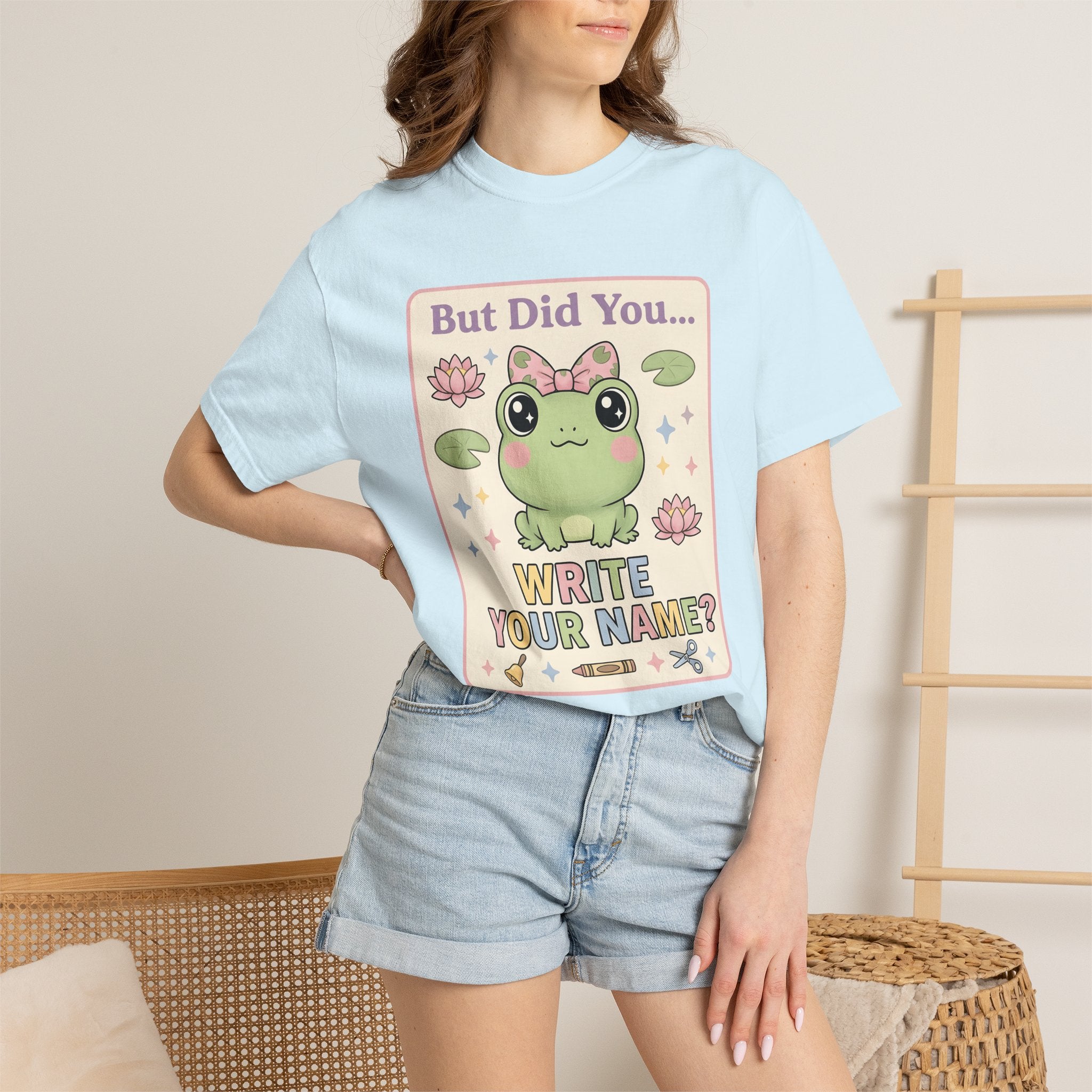 Cute Frog Shirt Teachers Classroom Gift Women Kawaii Tee Toad T-Shirt Educator Enthusiast Cartoon Tshirt Classroom Graphic Pastel Lotus