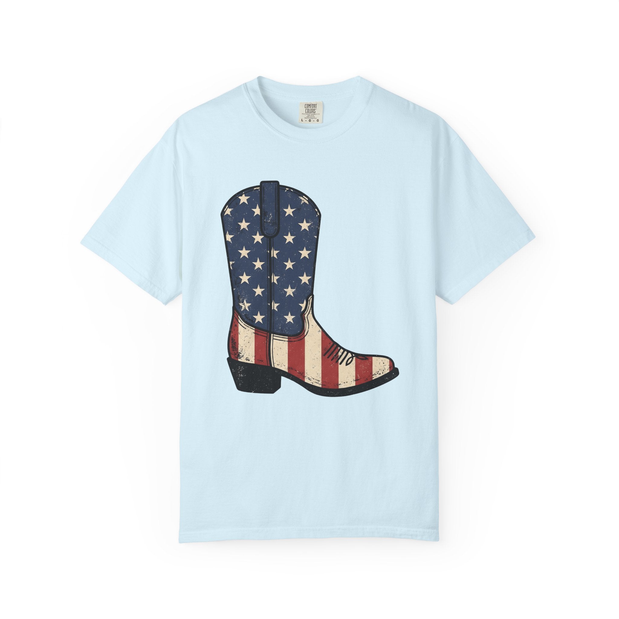 Cowboy Boot Shirt America Country Gift Women Hand Drawn Tee Boot T-Shirt American Fan Illustrated Tshirt Country Graphic Sketch Star Pattern