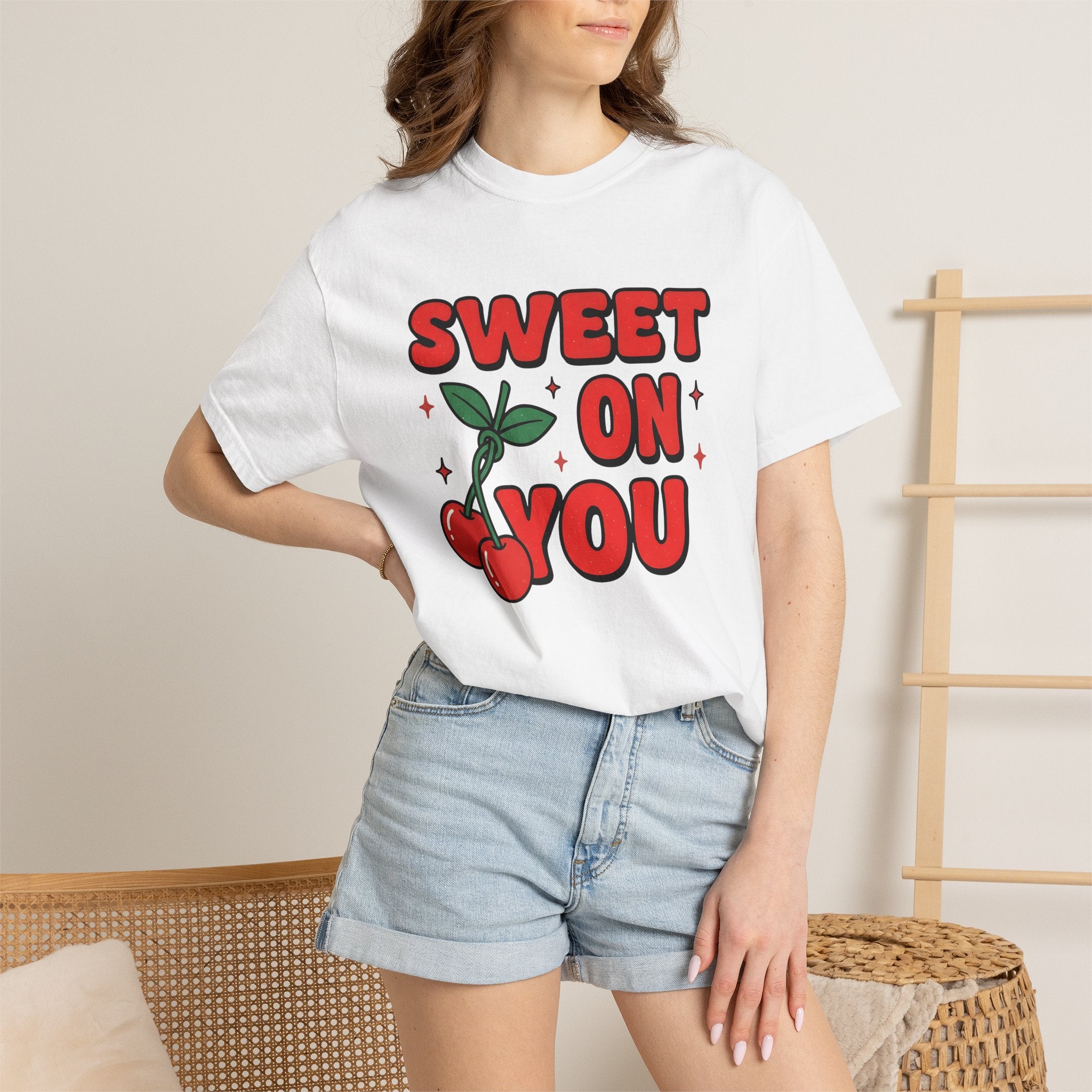 Cherry Print Shirt St. Valentine's Day Partners Gift Women Colorful Tee Cherry T-Shirt Valentine Fan Vibrant Tshirt Couples Graphic Classic