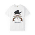 Cowboy Hat Guns Shirt Cowgirl Cowboy Gift Women Comic Tee Gunslinger T-Shirt Cowgirl Fan Cartoon Tshirt Rodeo Graphic Retro Pink Ribbon