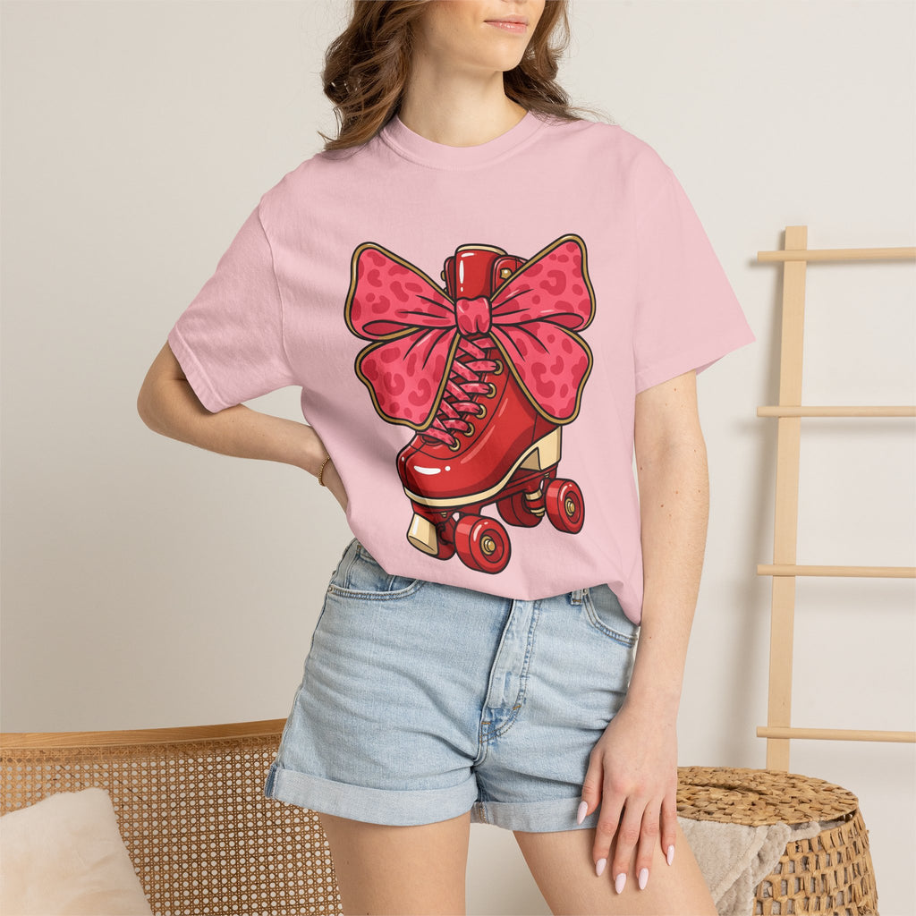 Roller Skate Shirt Valentine Skates Gift Women Cartoon Tee Skating T-Shirt Valentine Fan Comic Tshirt Rollerblade Graphic Vintage Ribbon
