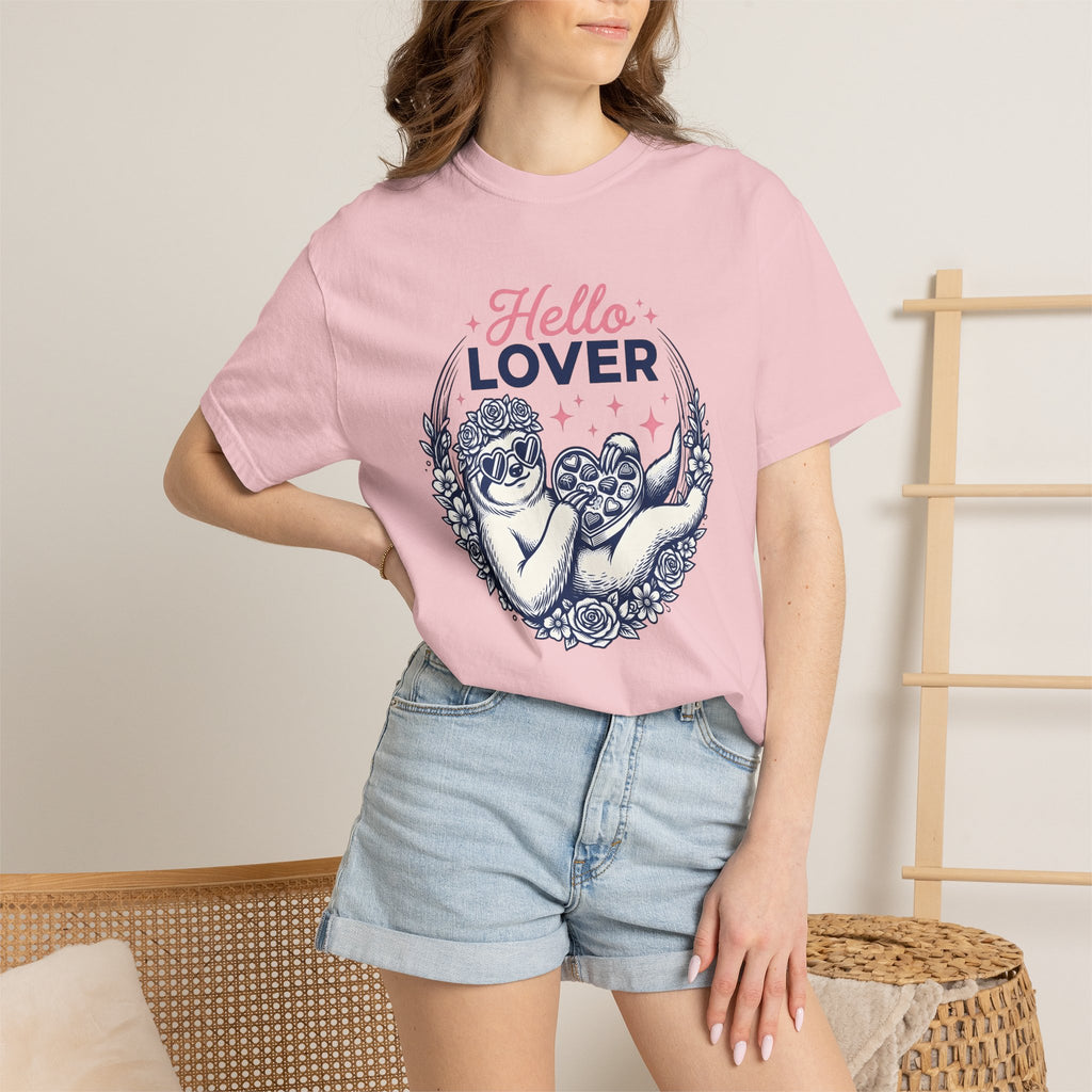 Sloth Holding Sweets Shirt Valentine Fauna Gift Women Playful Tee Sloth T-Shirt Cupid Fan Whimsical Tshirt Wildlife Graphic Old School Petal