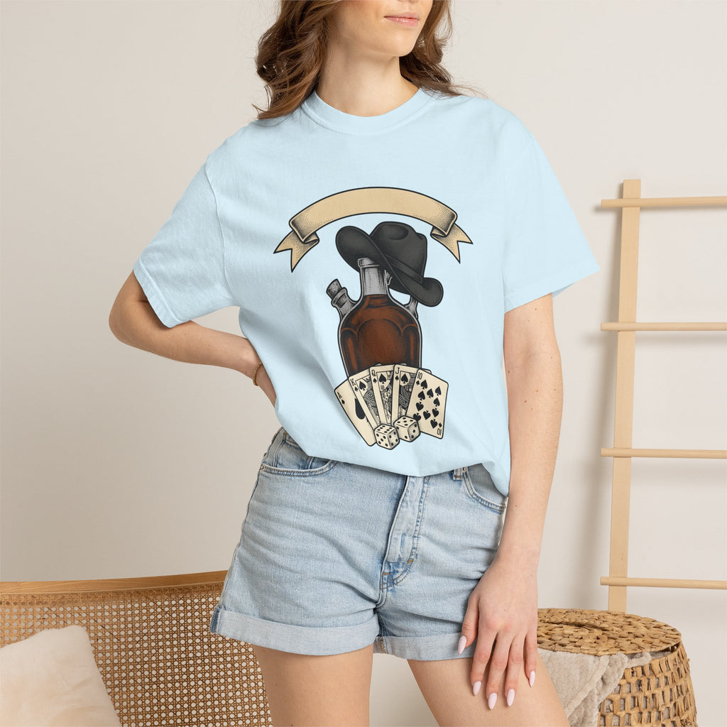 Whiskey Bottle Hat Shirt Cowgirl Western Gift Women Vintage Tee Liquor T-Shirt Rodeo Fan Retro Tshirt Cowboy Graphic Hand Drawn Playing