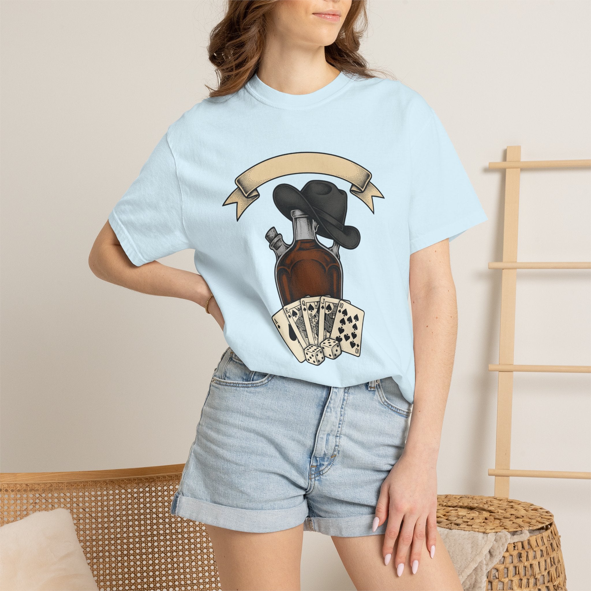 Whiskey Bottle Hat Shirt Cowgirl Western Gift Women Vintage Tee Liquor T-Shirt Rodeo Fan Retro Tshirt Cowboy Graphic Hand Drawn Playing