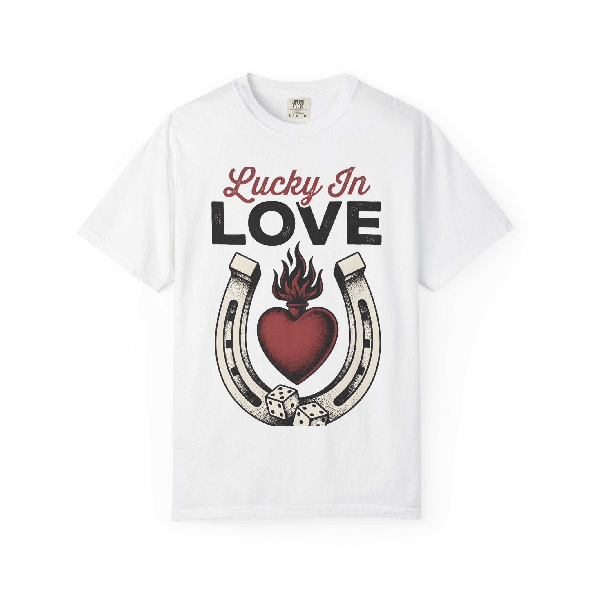 Flaming Heart Horseshoe Shirt St Valentines Day Love Gift Women Tattoo Tee Horseshoe T-Shirt Valentine Fan Ink Tshirt Romance Graphic