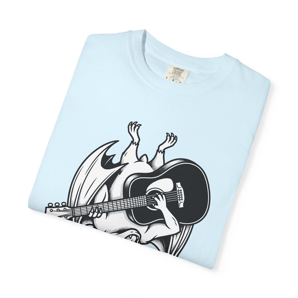 Bat Guitar Shirt Funny Nature Gift Women Illustration Tee Guitar T-Shirt Comedian Fan Cartoon Tshirt Wildlife Graphic Hand Drawn Musical