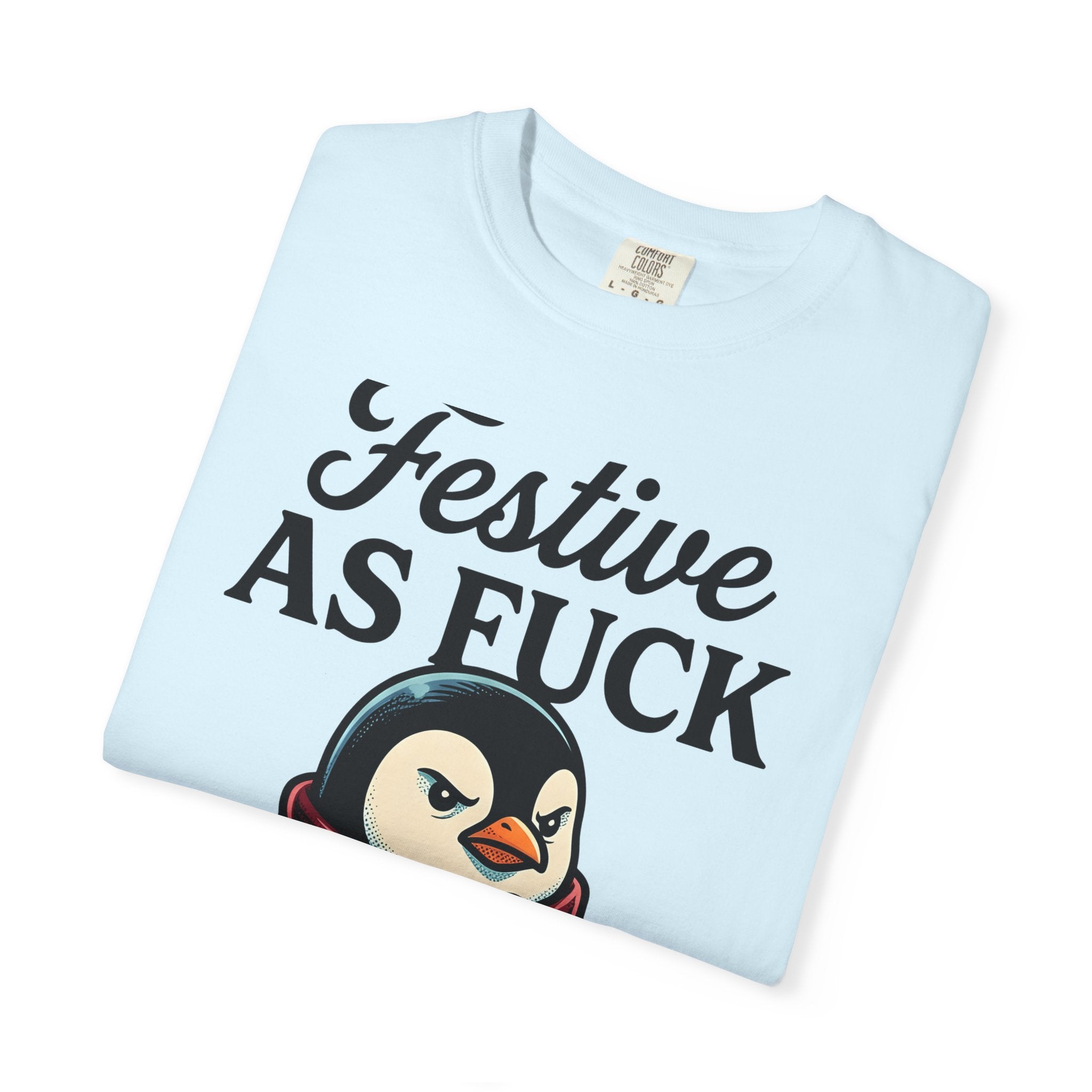 Penguin Winter Wrap Shirt Christmas Comedy Gift Women Line Art Tee Penguin T-Shirt Xmas Fan Minimalist Tshirt Humor Graphic Hand Drawn Snowy