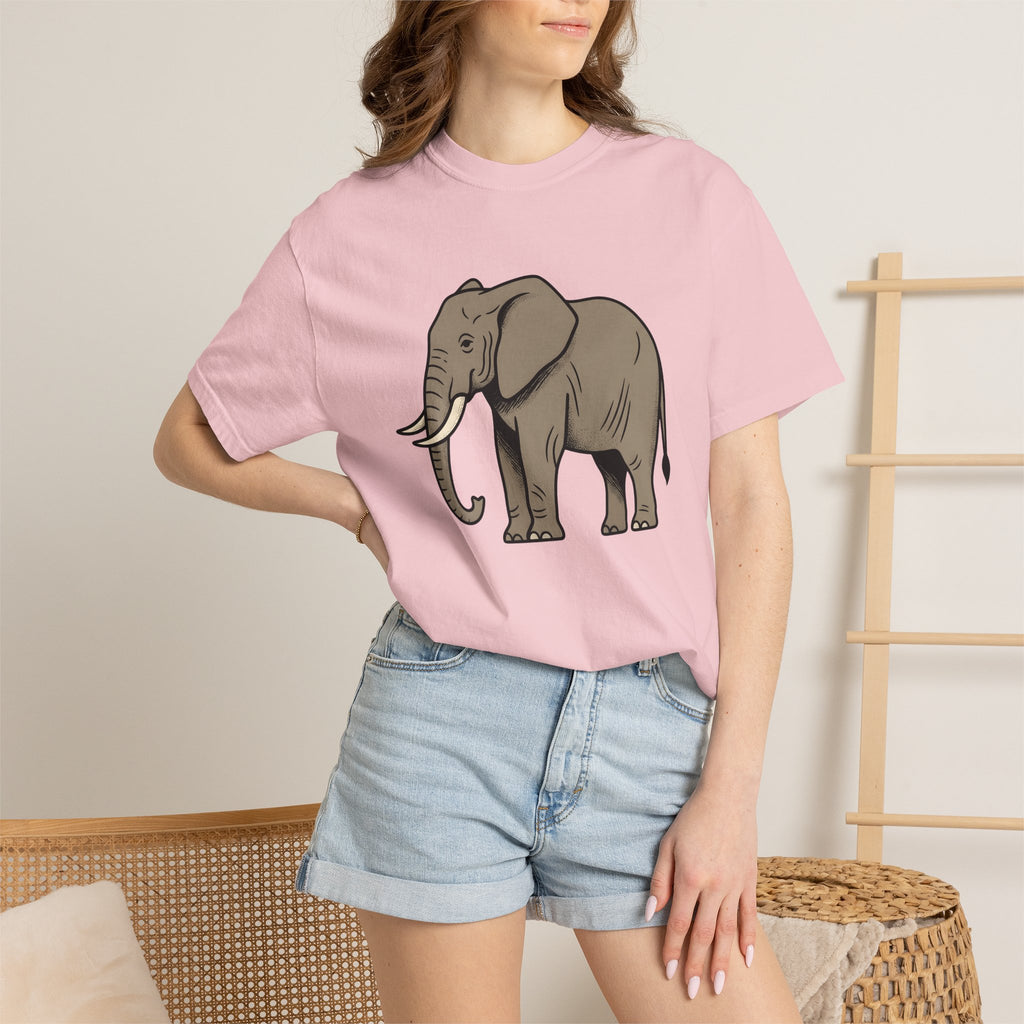 Elephant Shirt Animals Nature Gift Women Aged Tee Pachyderm T-Shirt Wildlife Fan Elephant Tshirt Environment Graphic Outline Tusk Tshirt